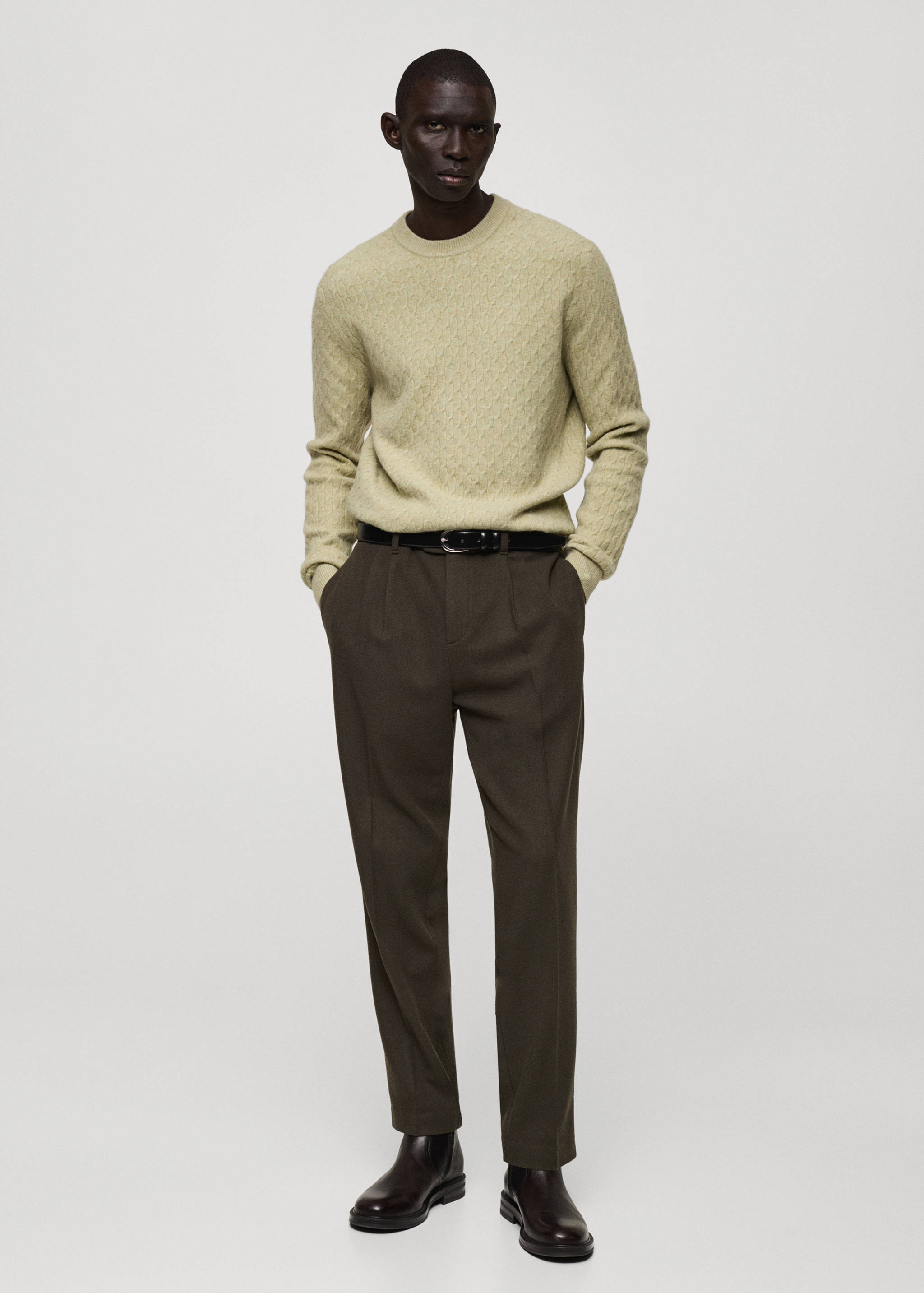 Wool flannel trousers with pleats - General plane