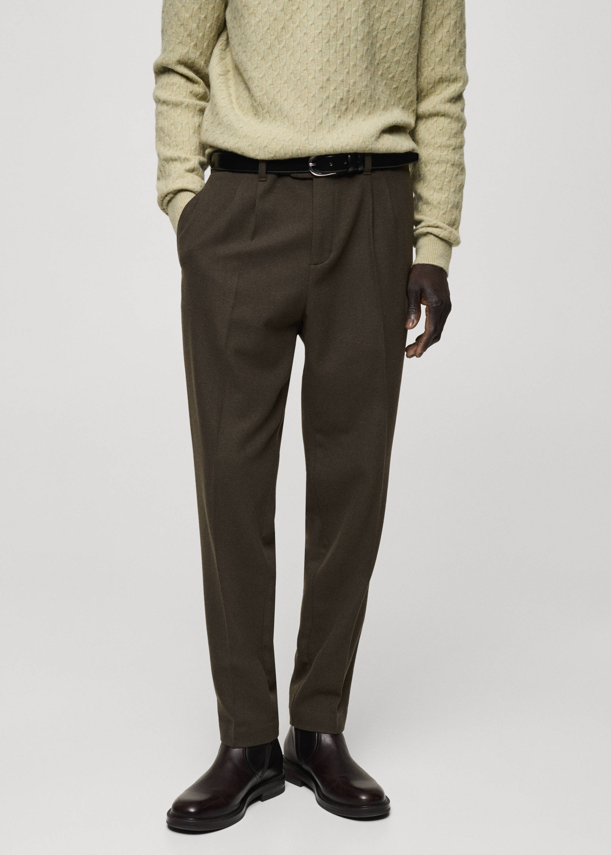 Wool flannel trousers with pleats - Medium plane