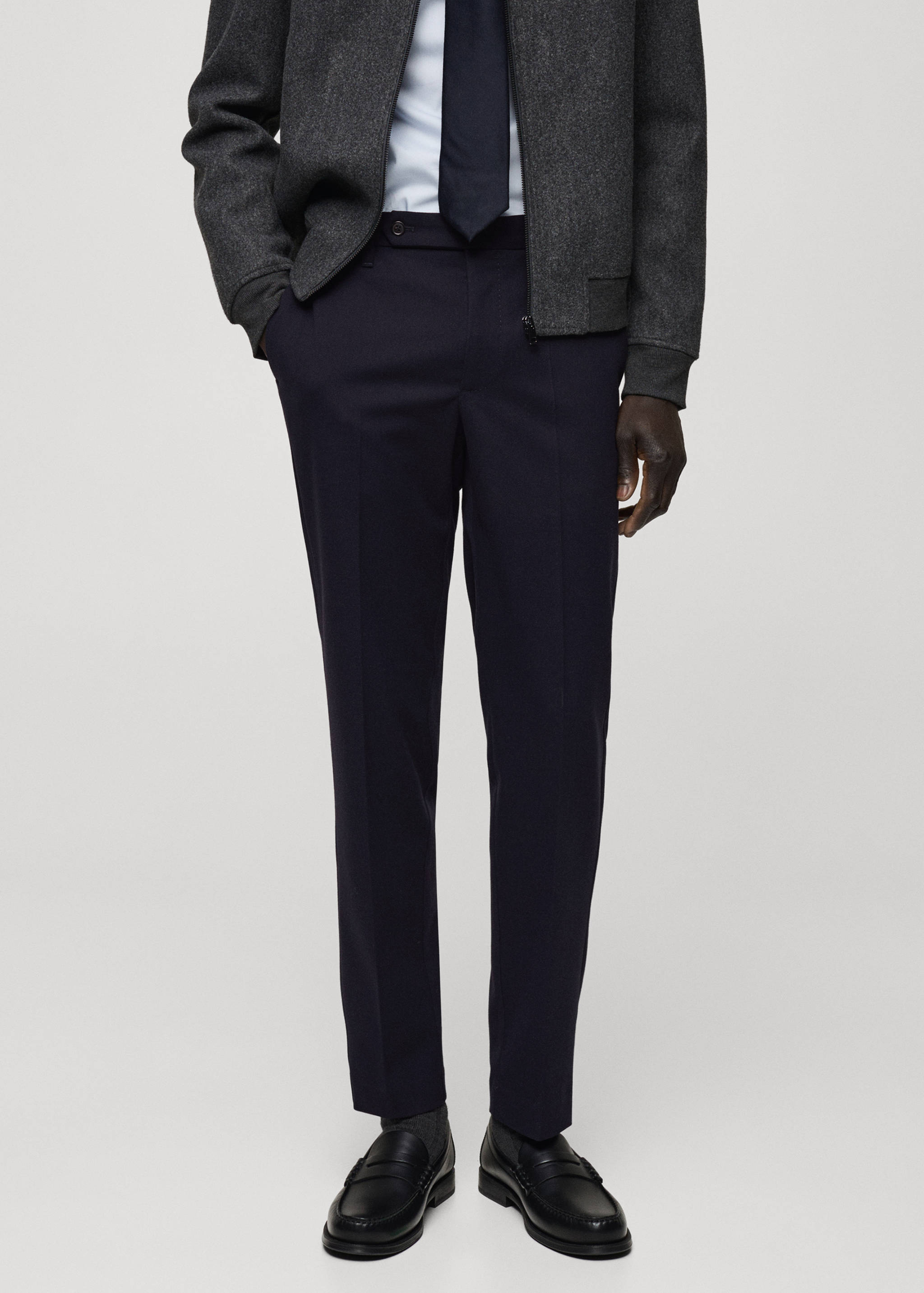 Wool flannel pants with pleats - Medium plane