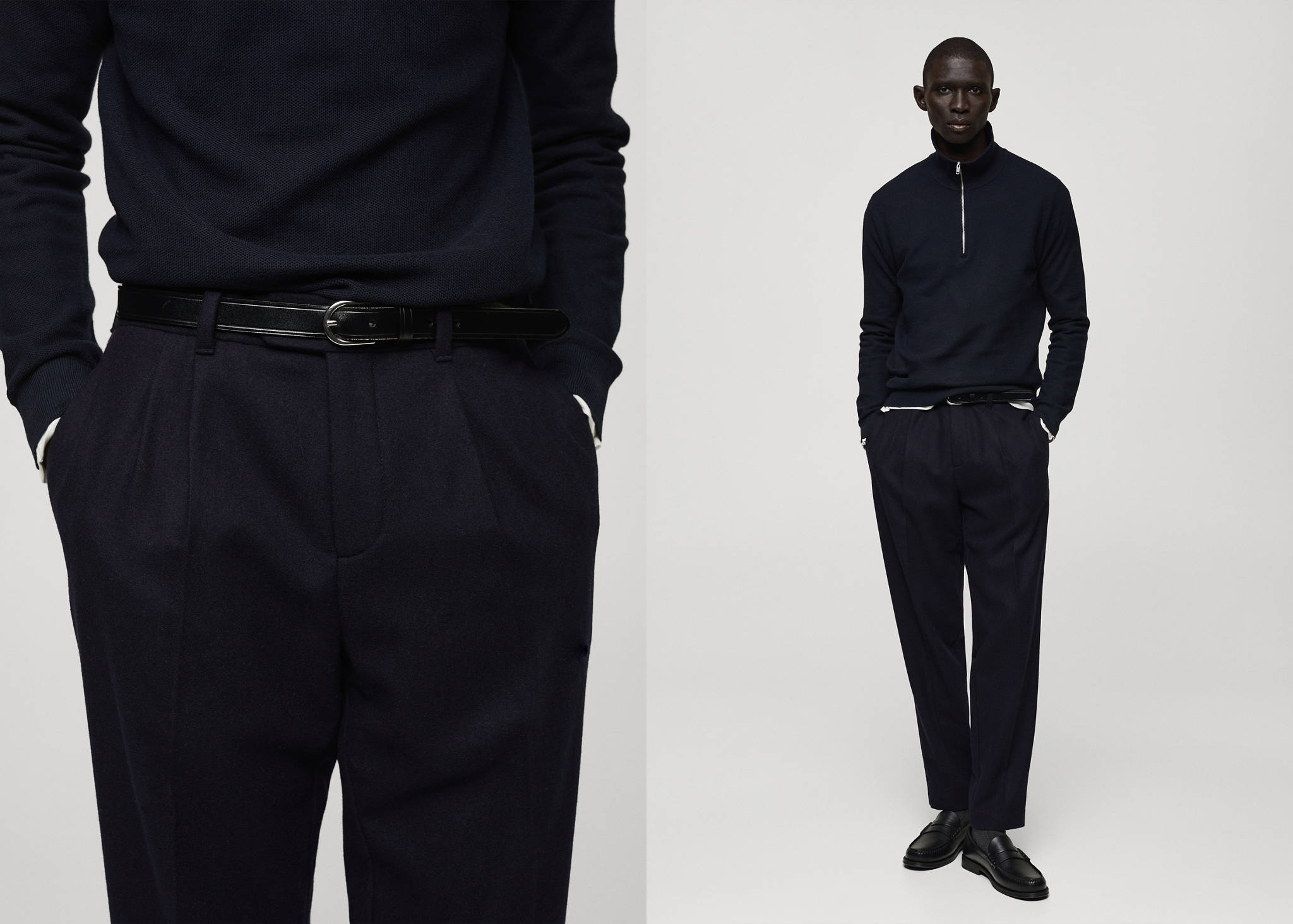 Wool flannel trousers with pleats - Panoramic plane