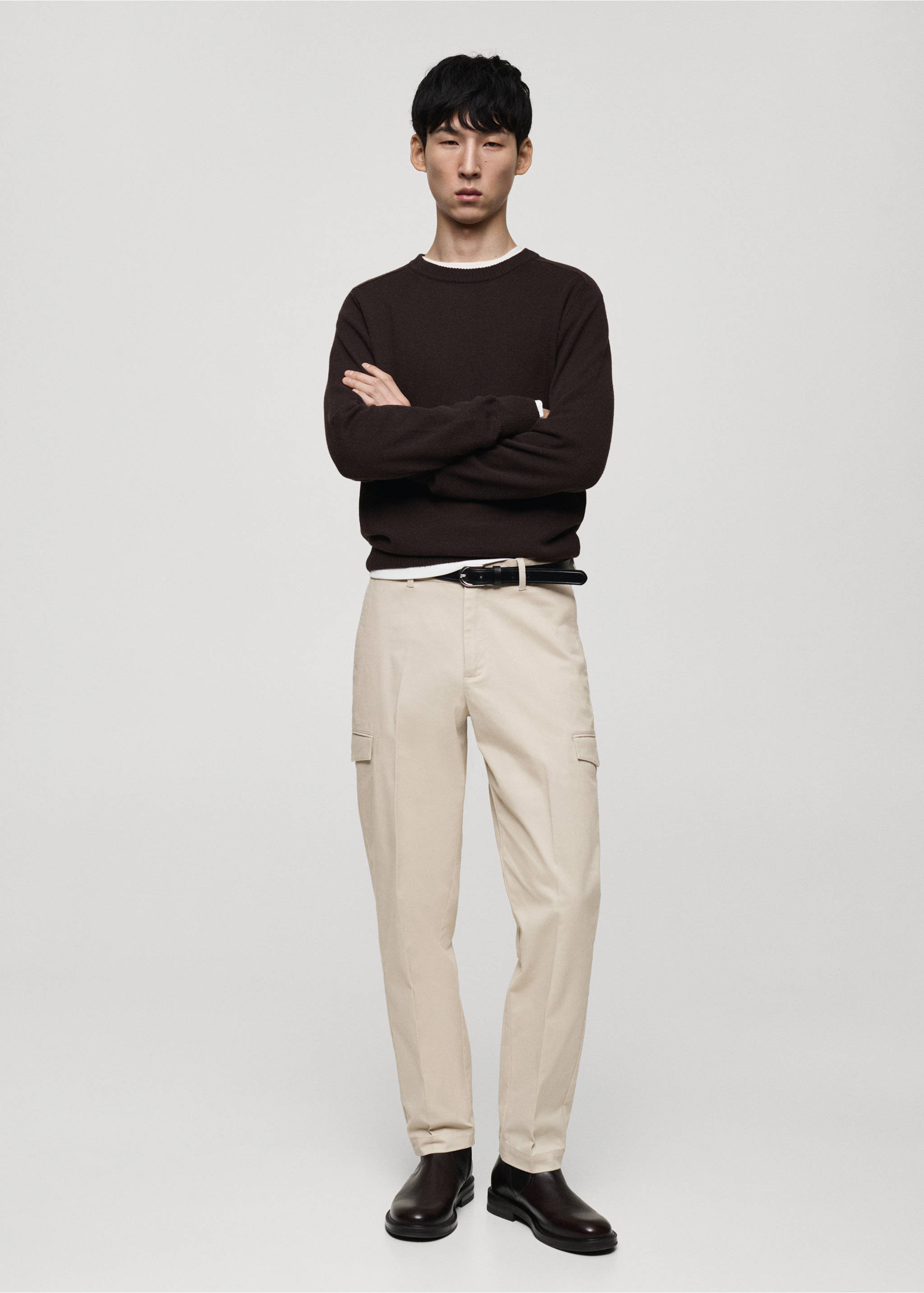 Pantalón cargo algodón regular fit - Plano general, Gris claro/pastel. Ref: 87030580-00.