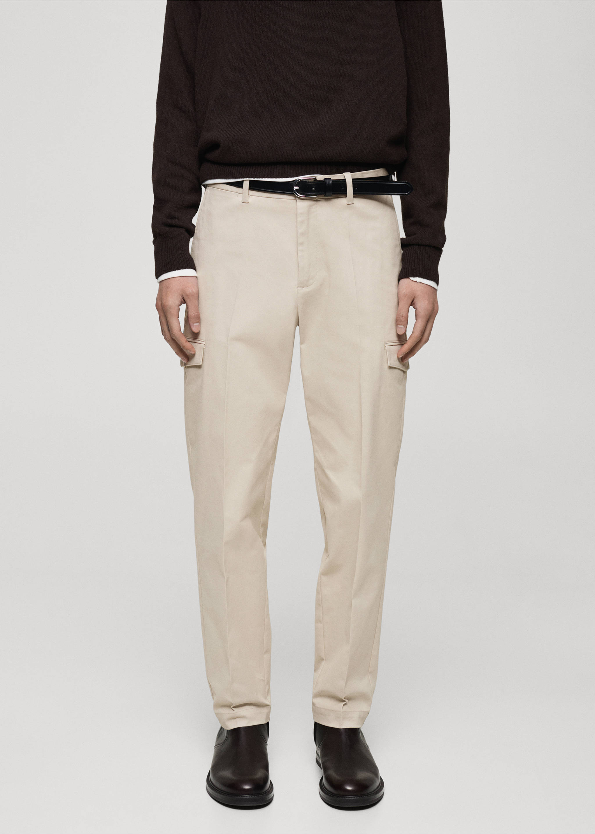 Pantalón cargo algodón regular fit - Plano medio, Gris claro/pastel. Ref: 87030580-00.