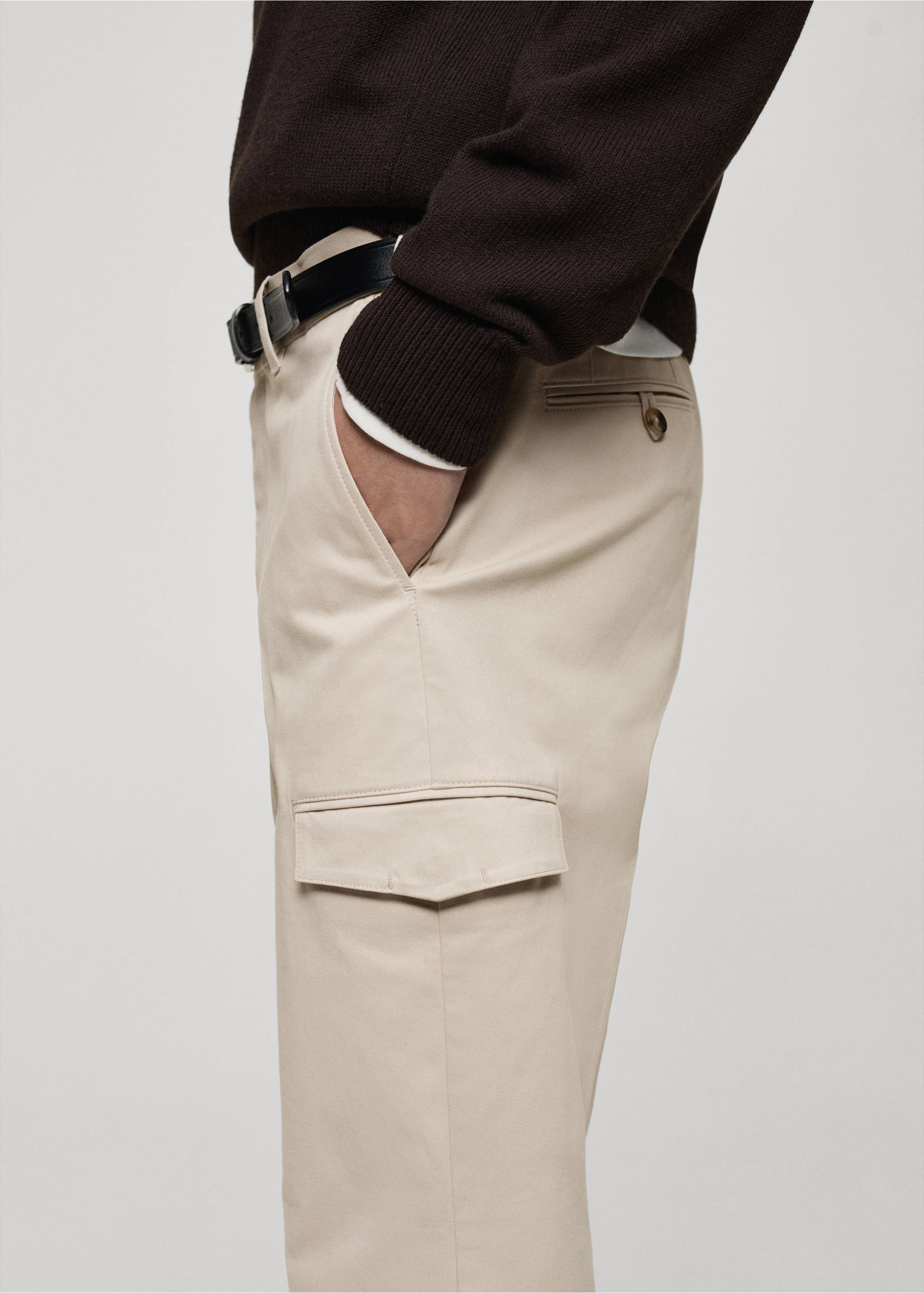 Pantalón cargo algodón regular fit - Detalle del artículo 1, Gris claro/pastel. Ref: 87030580-00.