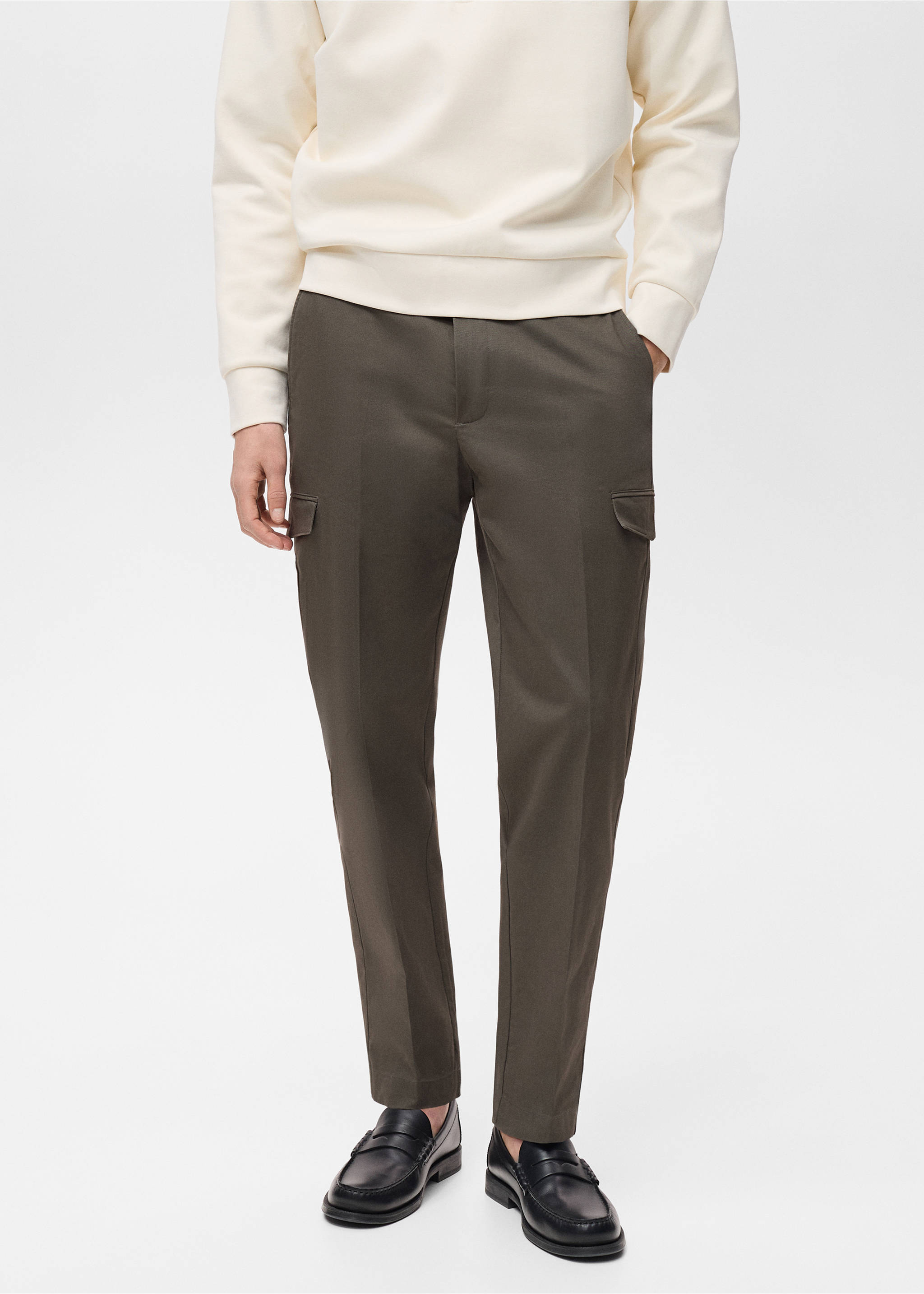 Pantalón cargo algodón regular fit - Plano medio, Khaki. Ref: 87030580-00.
