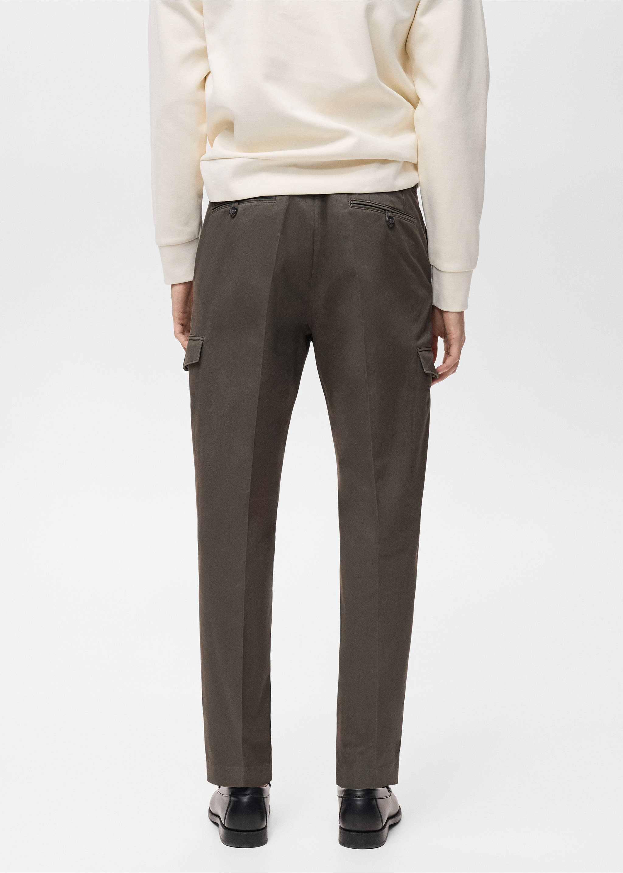 Pantalón cargo algodón regular fit - Reverso del artículo, Khaki. Ref: 87030580-00.