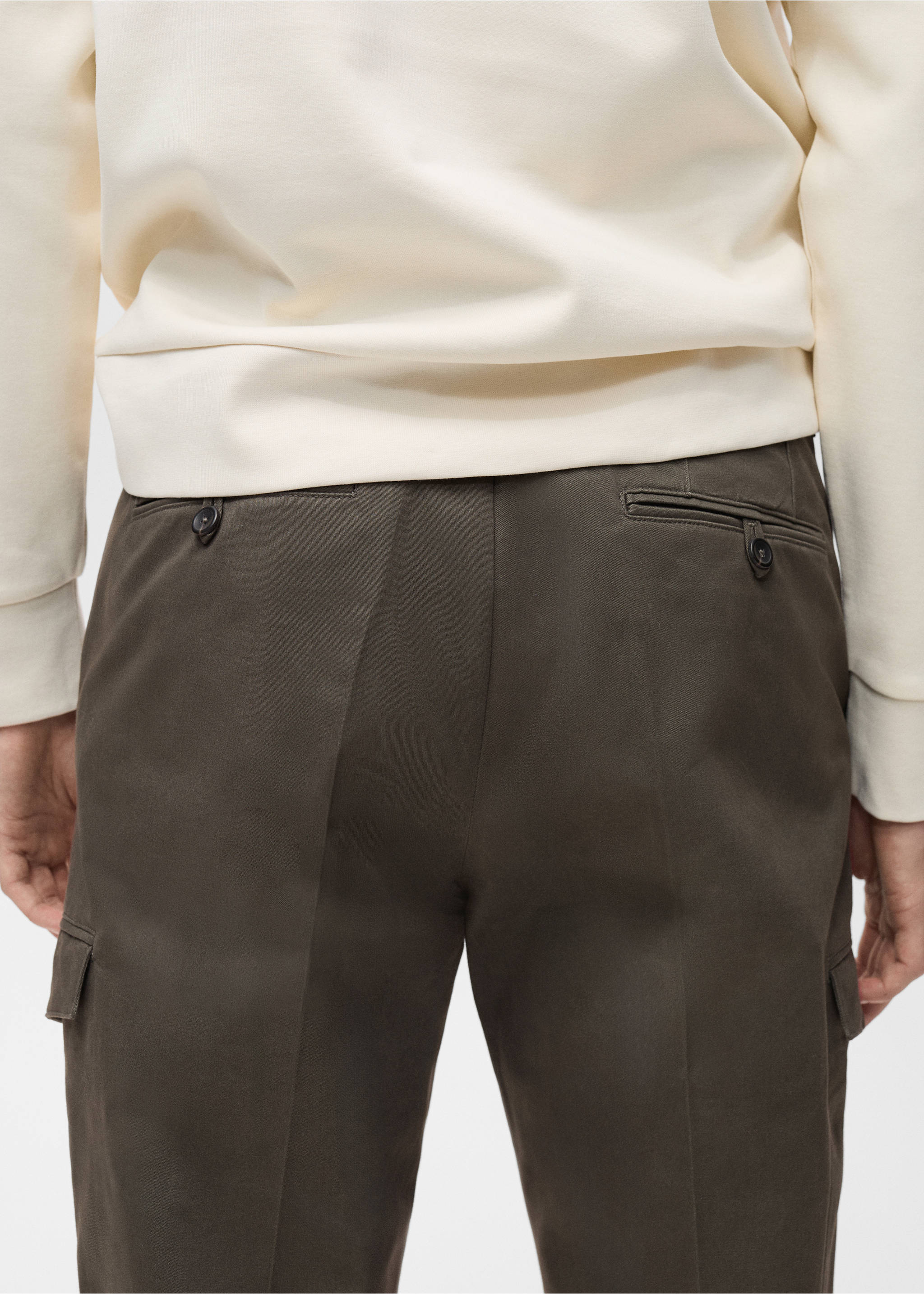Pantalón cargo algodón regular fit - Detalle del artículo 3, Khaki. Ref: 87030580-00.