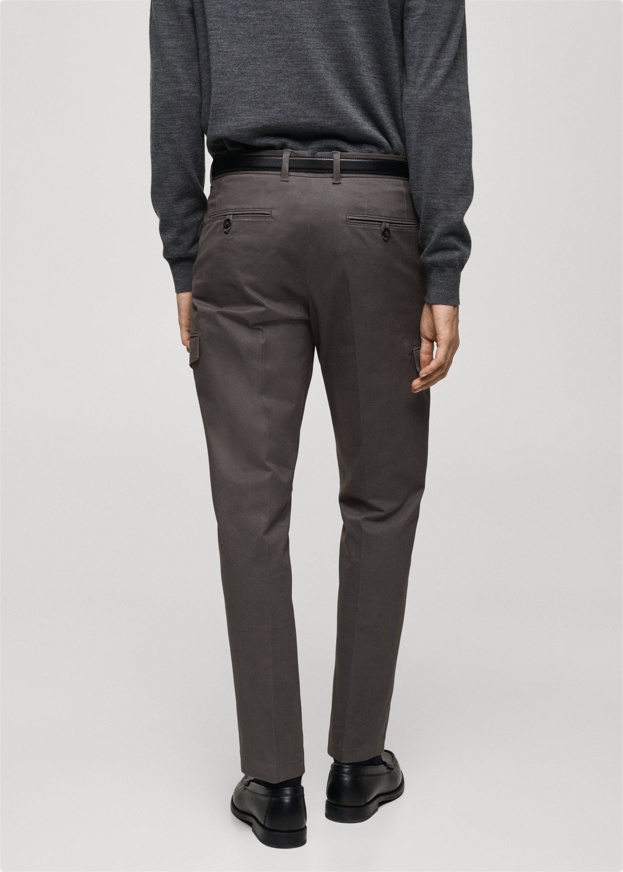 Pantalón cargo algodón regular fit - Reverso del artículo, Gris. Ref: 87030580-00.