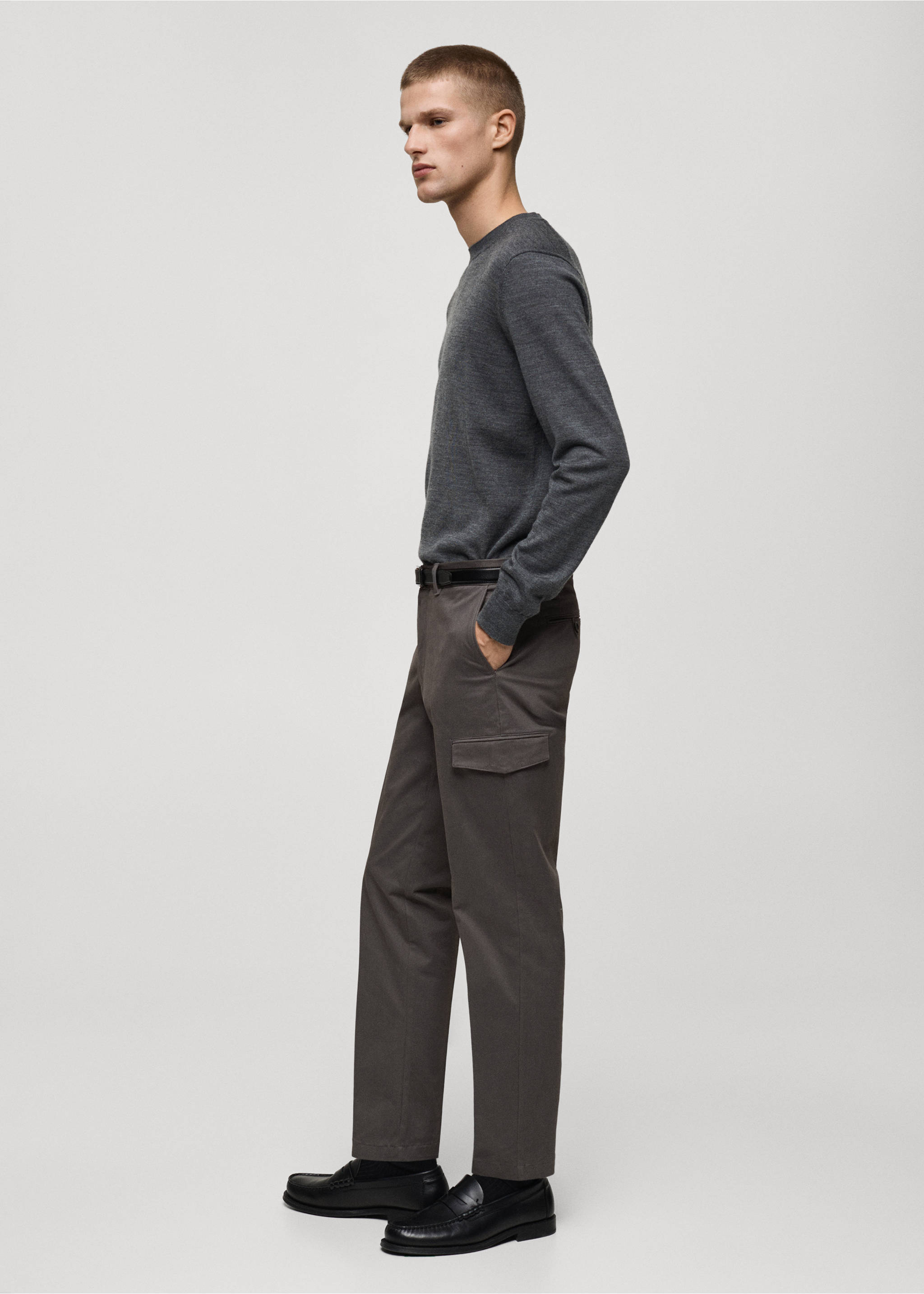 Pantalón cargo algodón regular fit - Detalle del artículo 2, Gris. Ref: 87030580-00.