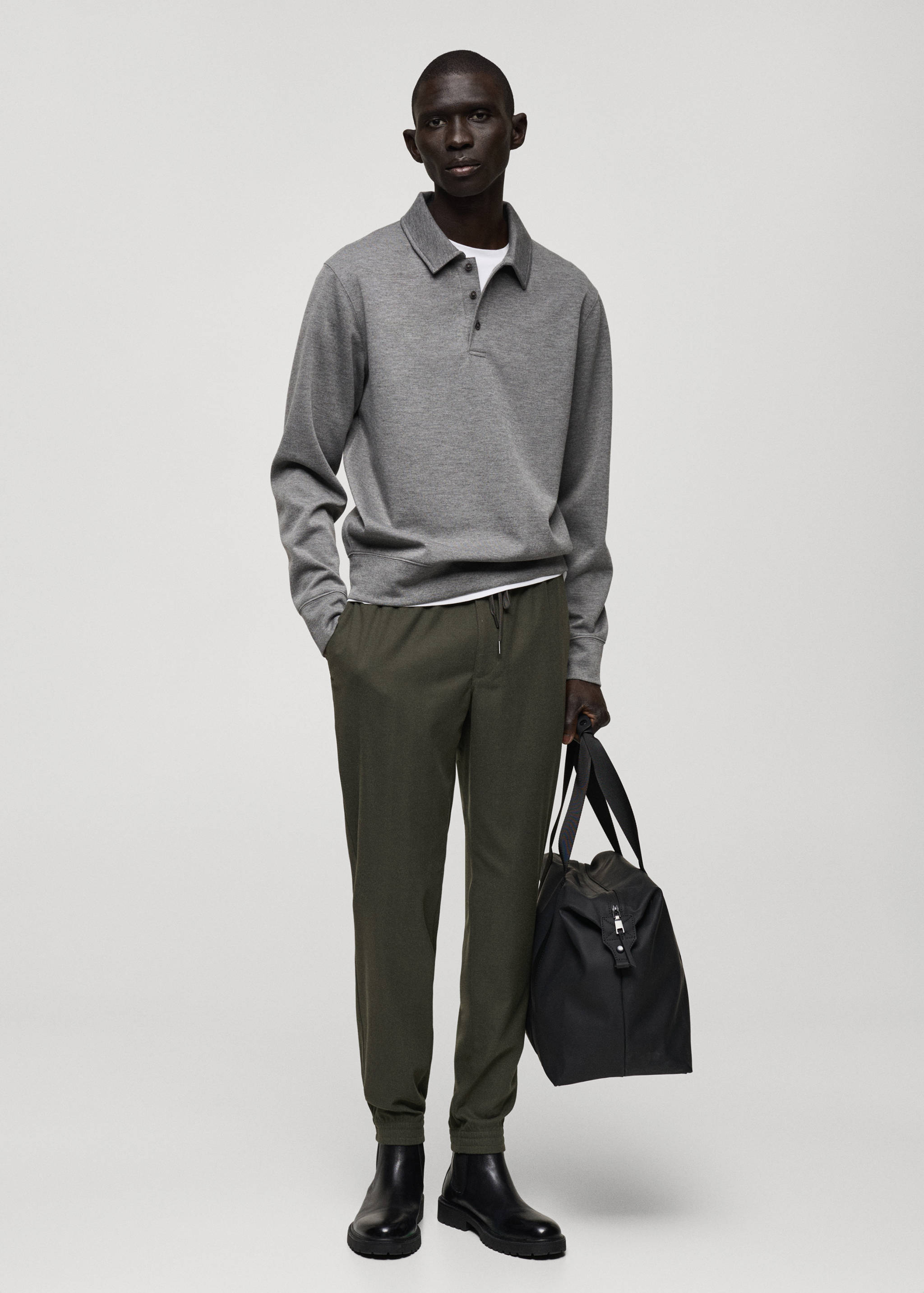 Cotton pants with adjustable drawstring - General plane