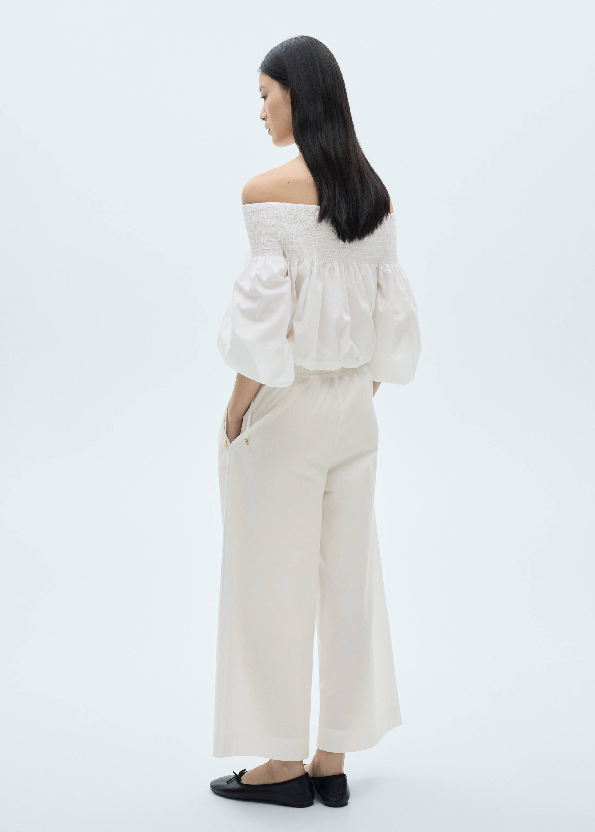 Gathered off-the-shoulder blouse - Reverse of the article