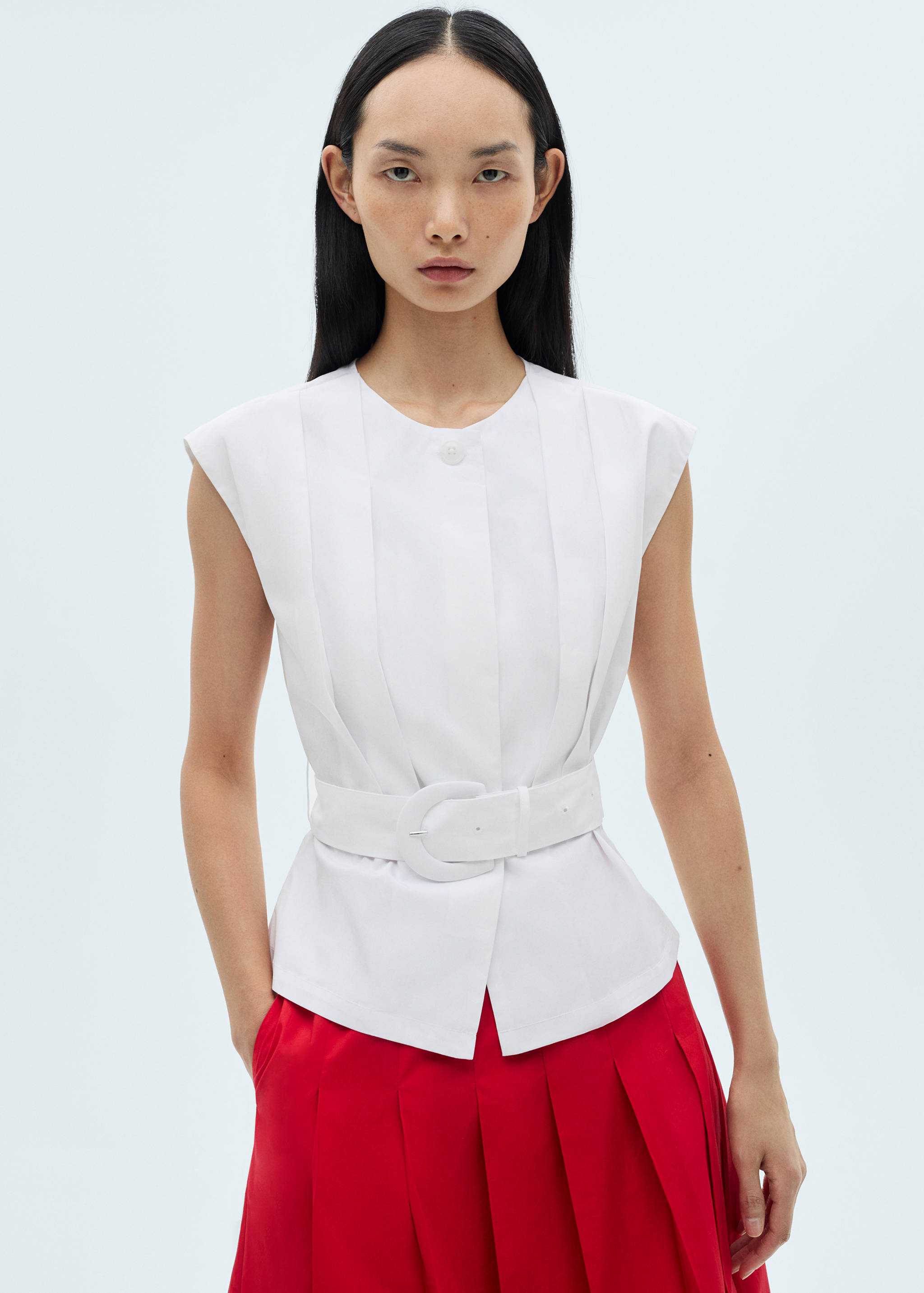 Blouse plissée ceinture - Plan moyen