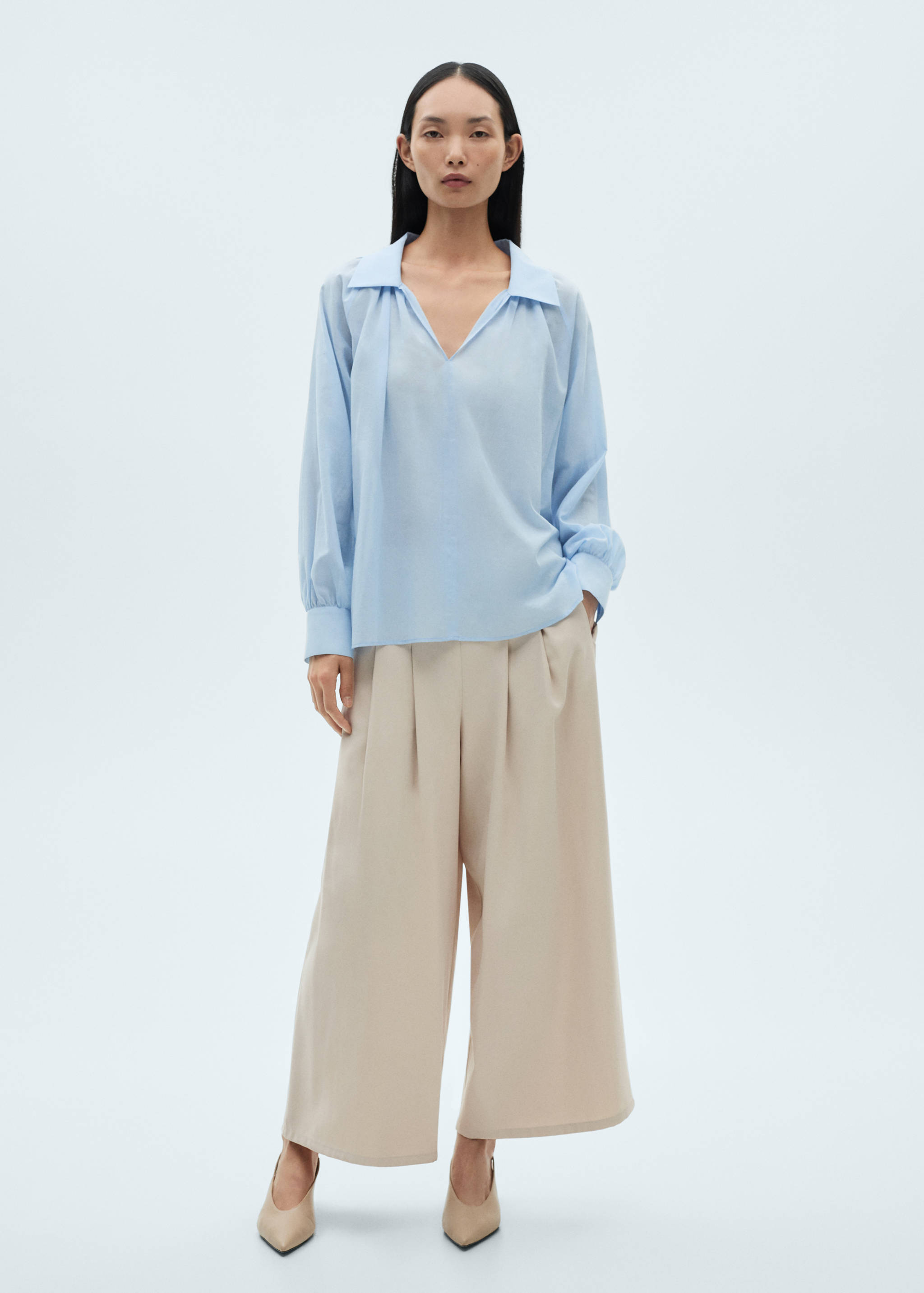 Blusa algodón manga abullonada - Plano general