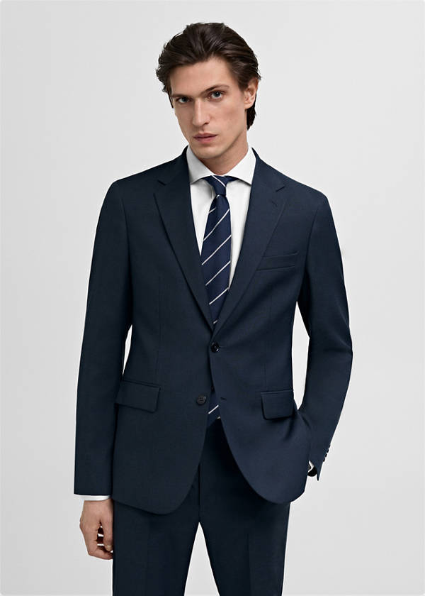 Milan slim-fit suit jacket — Dark Navy