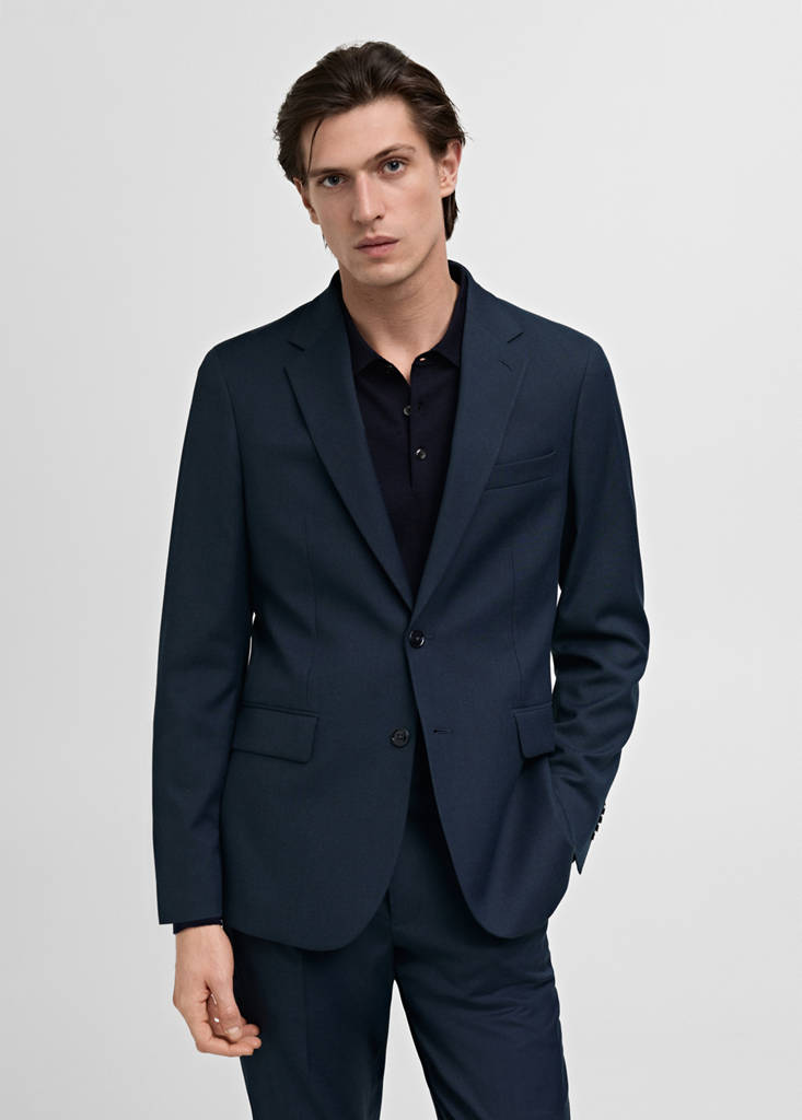 Milan slim-fit suit jacket — Dark Navy