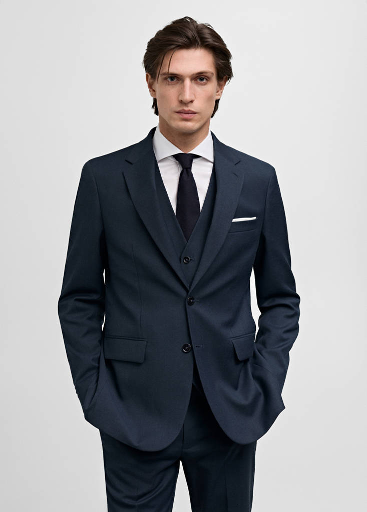 Milan slim-fit suit jacket — Dark Navy