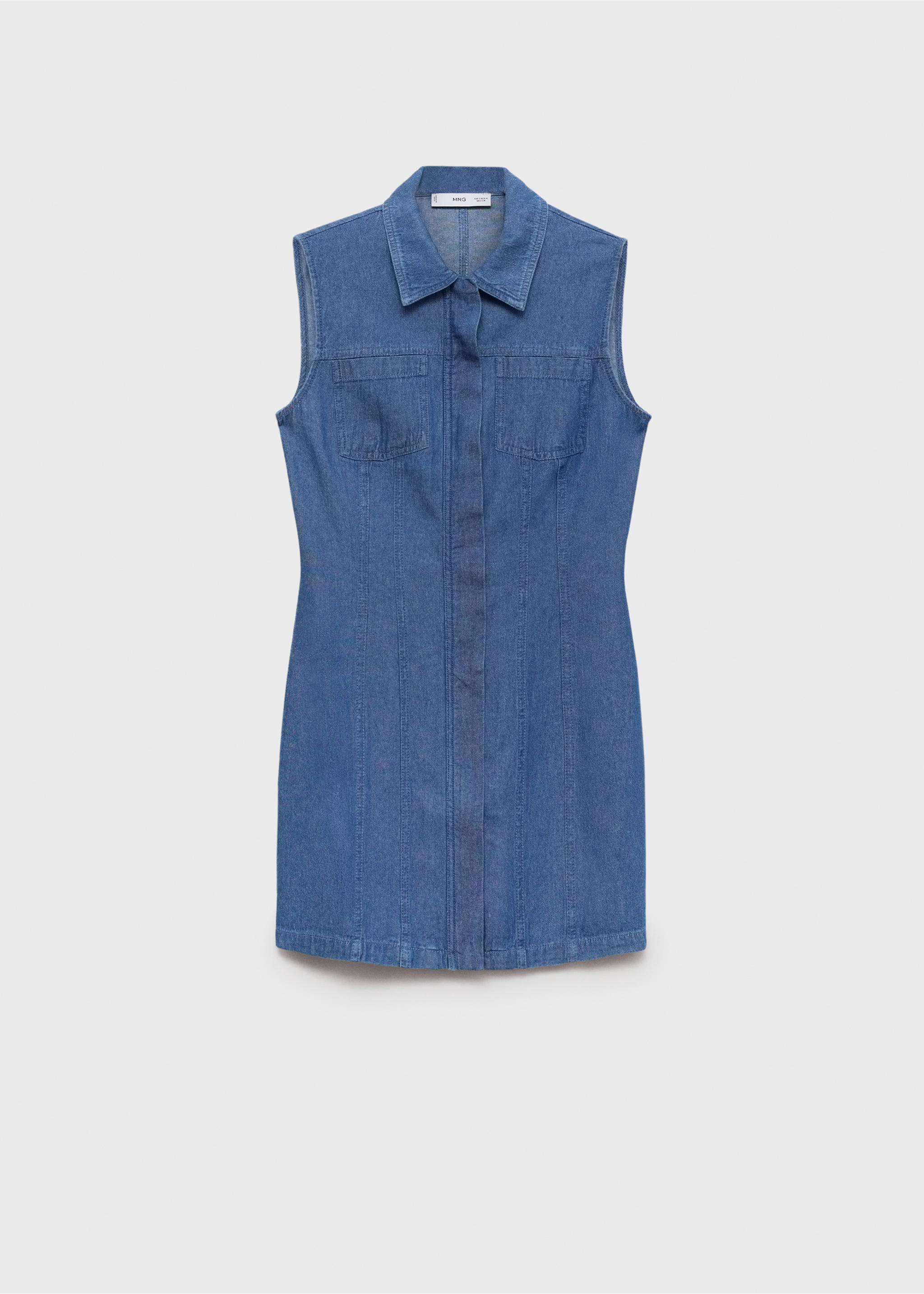 Robe en jean courte - Article sans modèle, Bleu moyen. Ref: 87030589-00.
