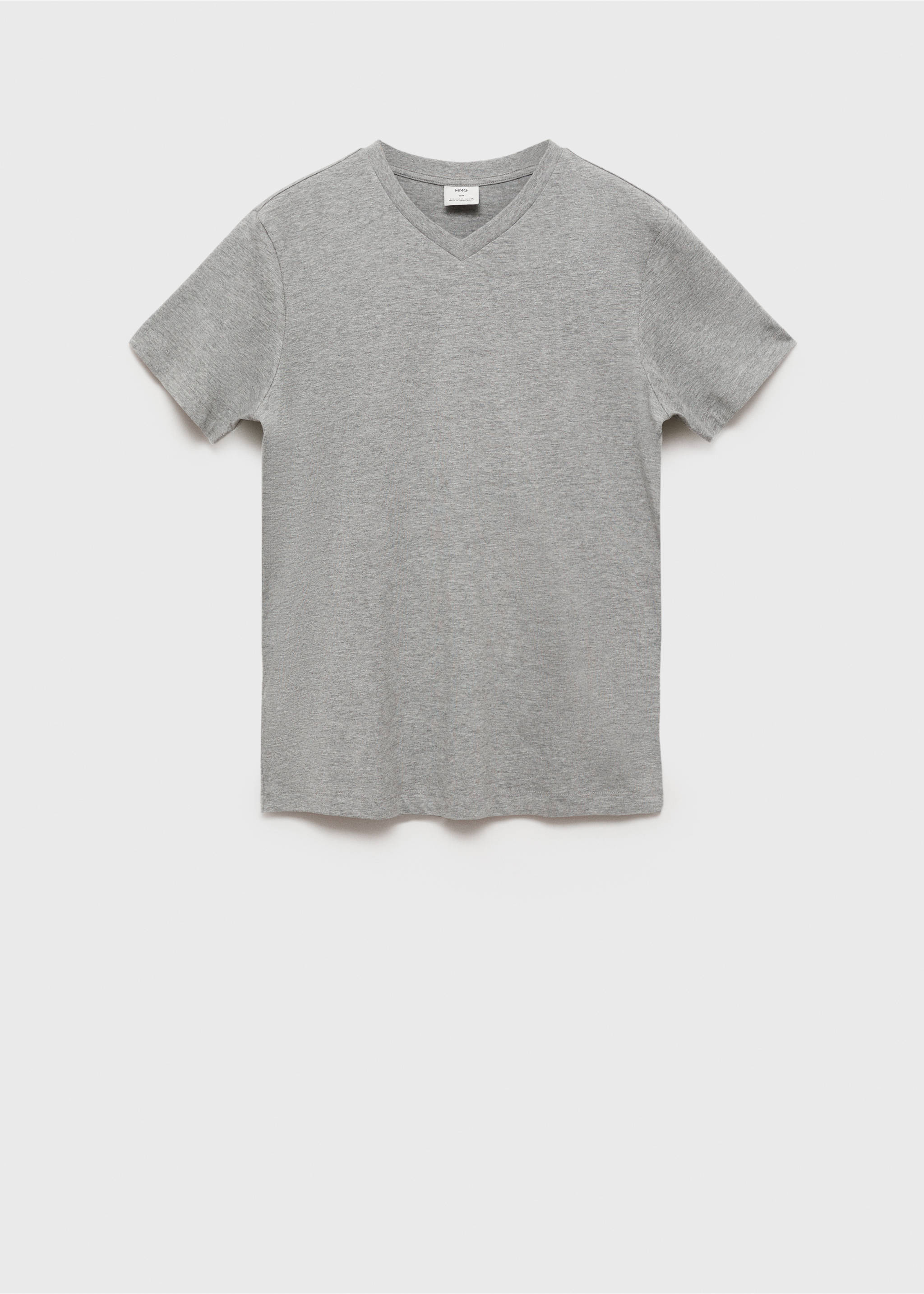 Camiseta gris vigoré de manga corta y cuello en V., Gris medio vigoré. Ref: 87030599-00.