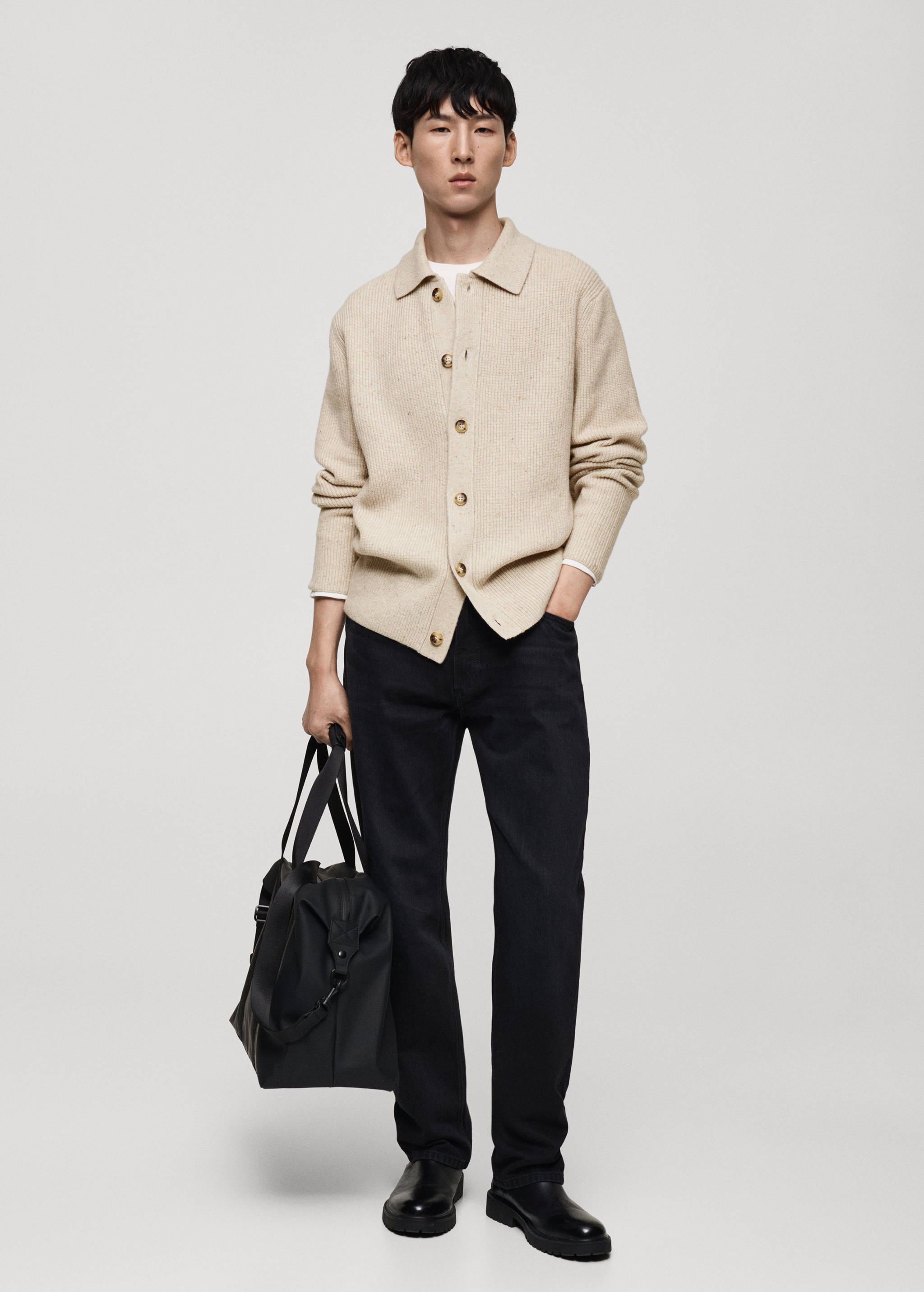 Ribbed knit cardigan - General plane