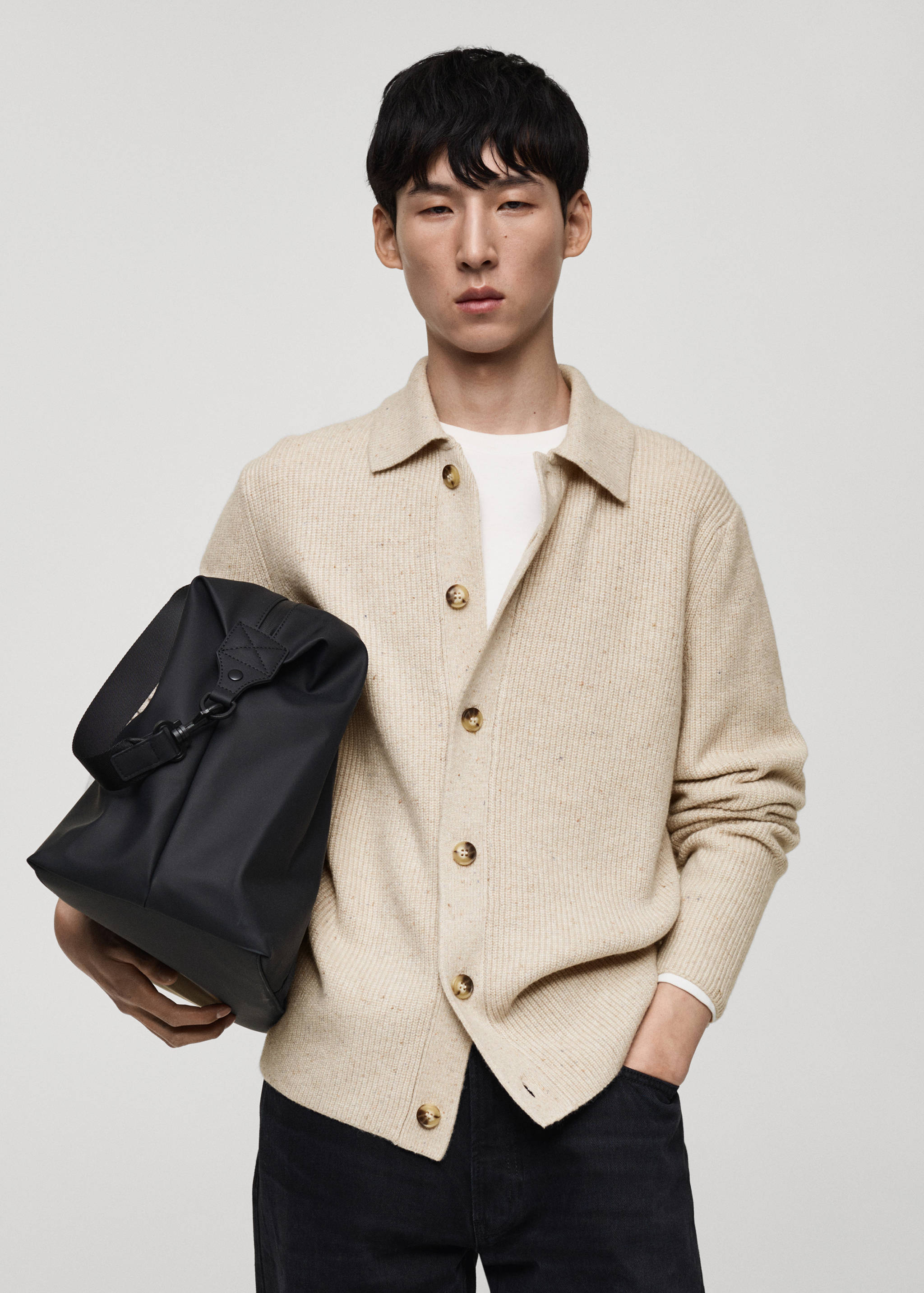 Ribbed knit cardigan - Medium plane