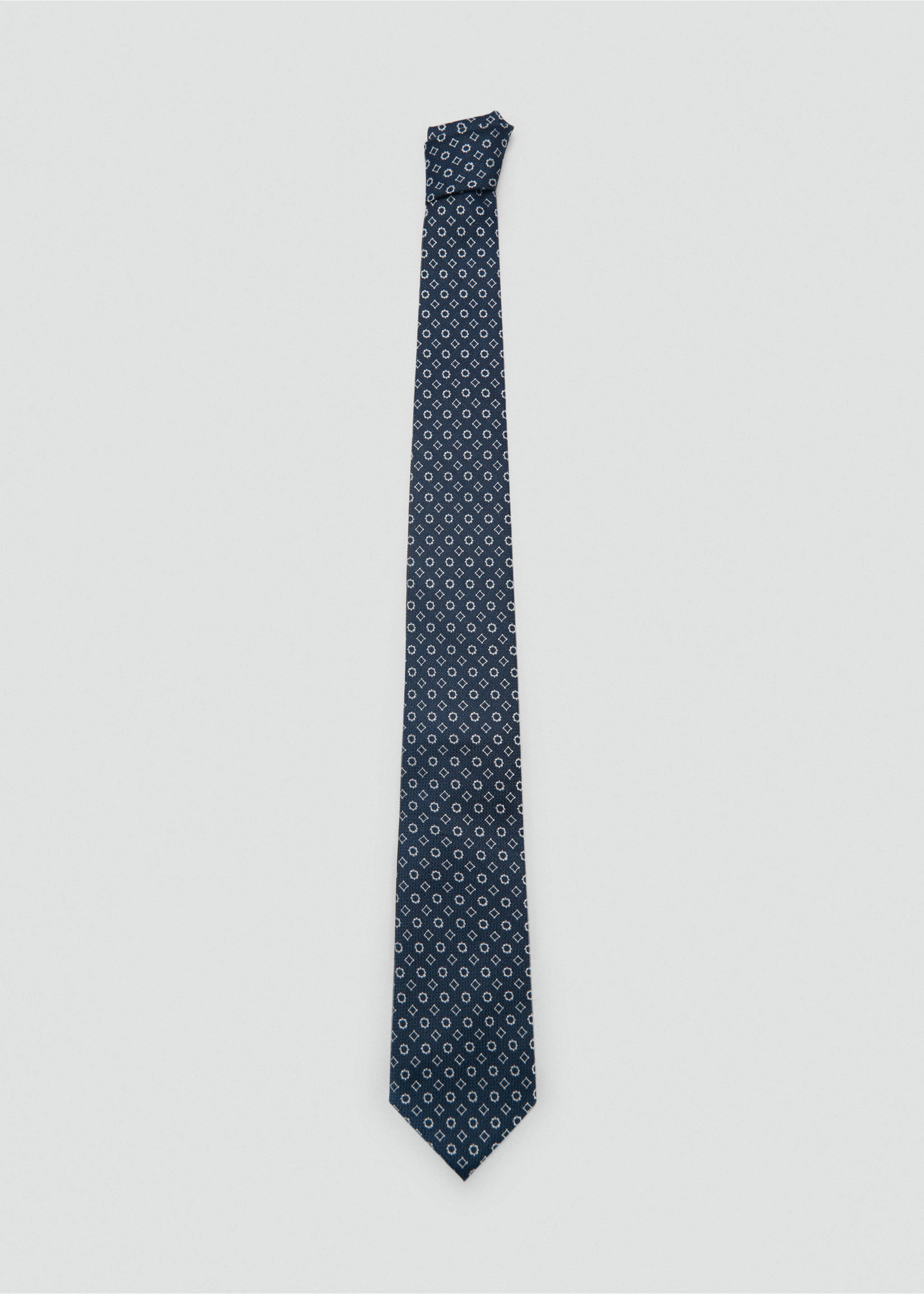 Cravate soie à motif géométrique - Article sans modèle, Bleu marine foncé. Ref: 87030611-00.