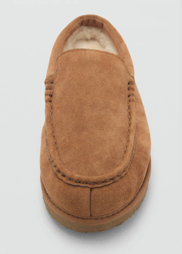 Suede clogs with sheepskin lining — Brown