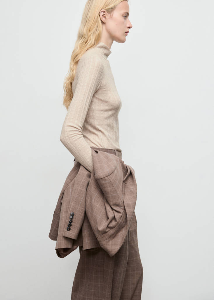 Ribbed high neck t-shirt — Light/Pastel Grey