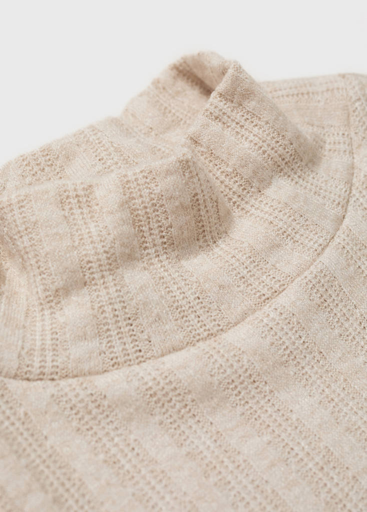 Ribbed high neck t-shirt — Light/Pastel Grey