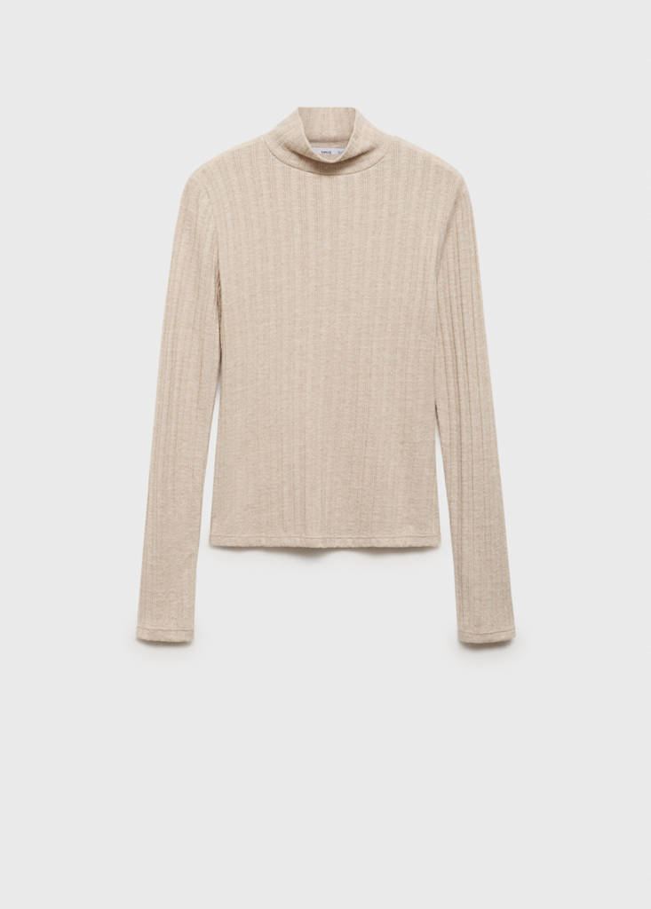 Ribbed high neck t-shirt — Light/Pastel Grey