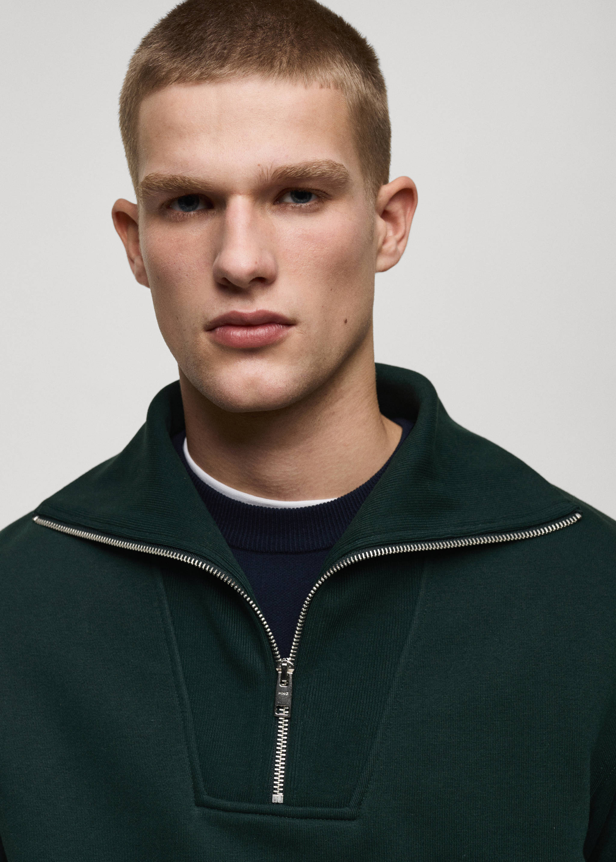 Regular-fit zip-neck sweatshirt - Details of the article 1