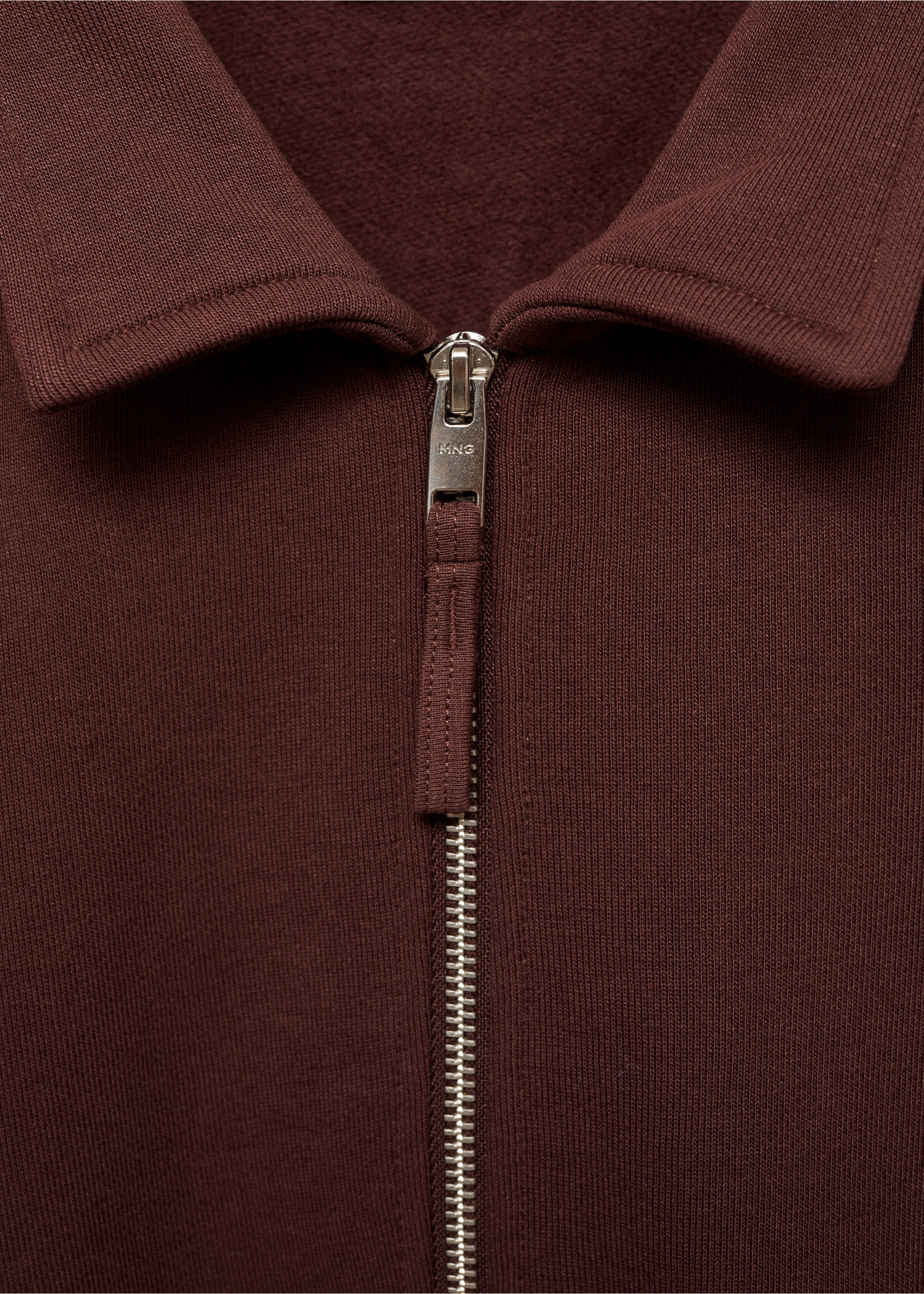 Regular kesim pamuklu polo sweatshirt - Ürün detayı 8, Burgonya Rengi. Ref: 87030618-00.