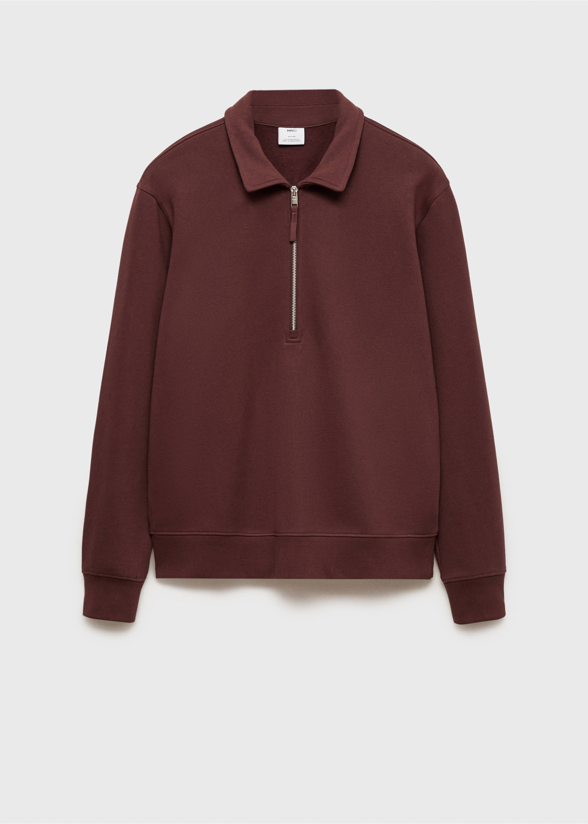 Regular kesim pamuklu polo sweatshirt - Modelsiz ürün, Burgonya Rengi. Ref: 87030618-00.