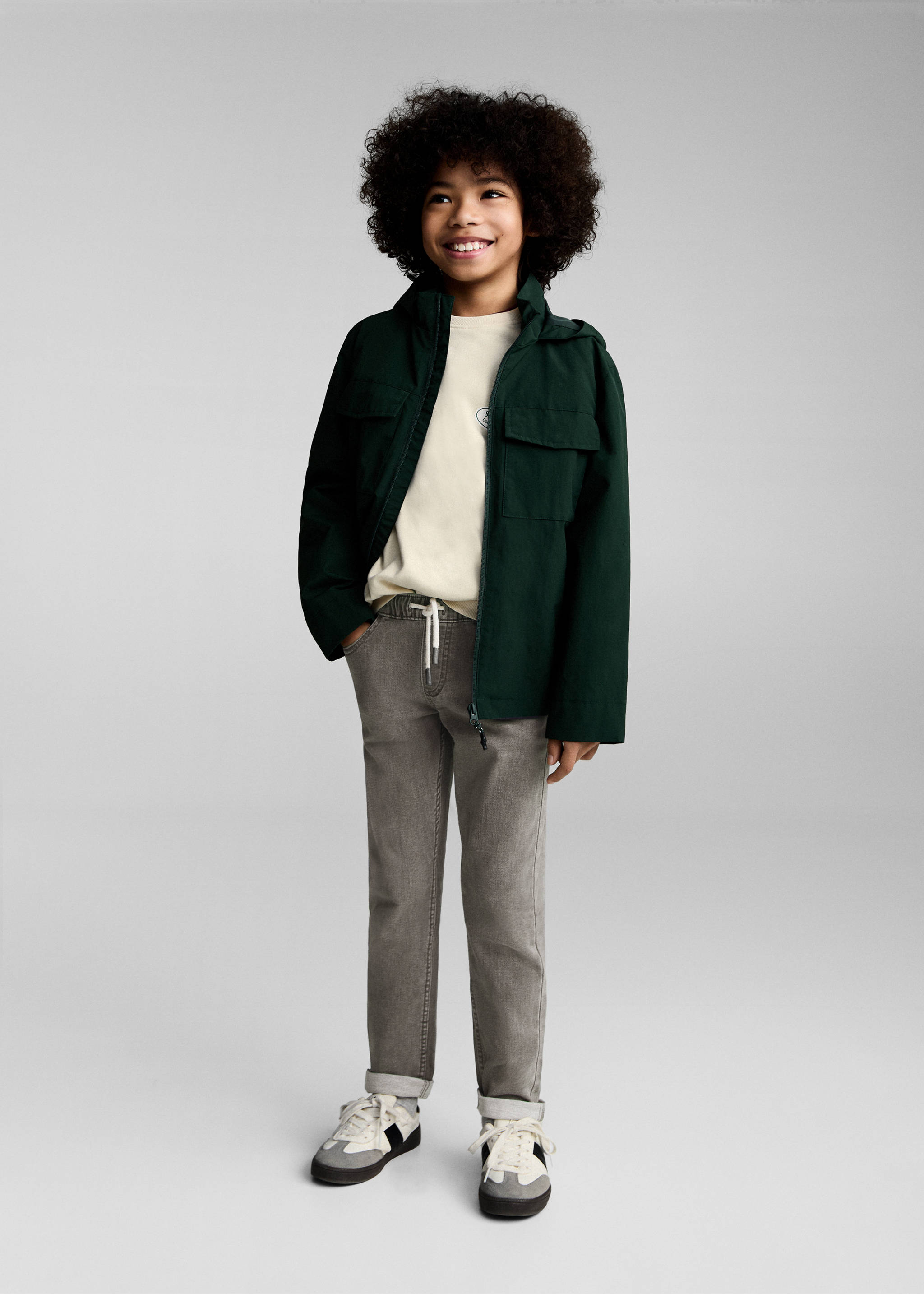 Jeans cintura elástica - Plano general, Gris. Ref: 87030622-00.