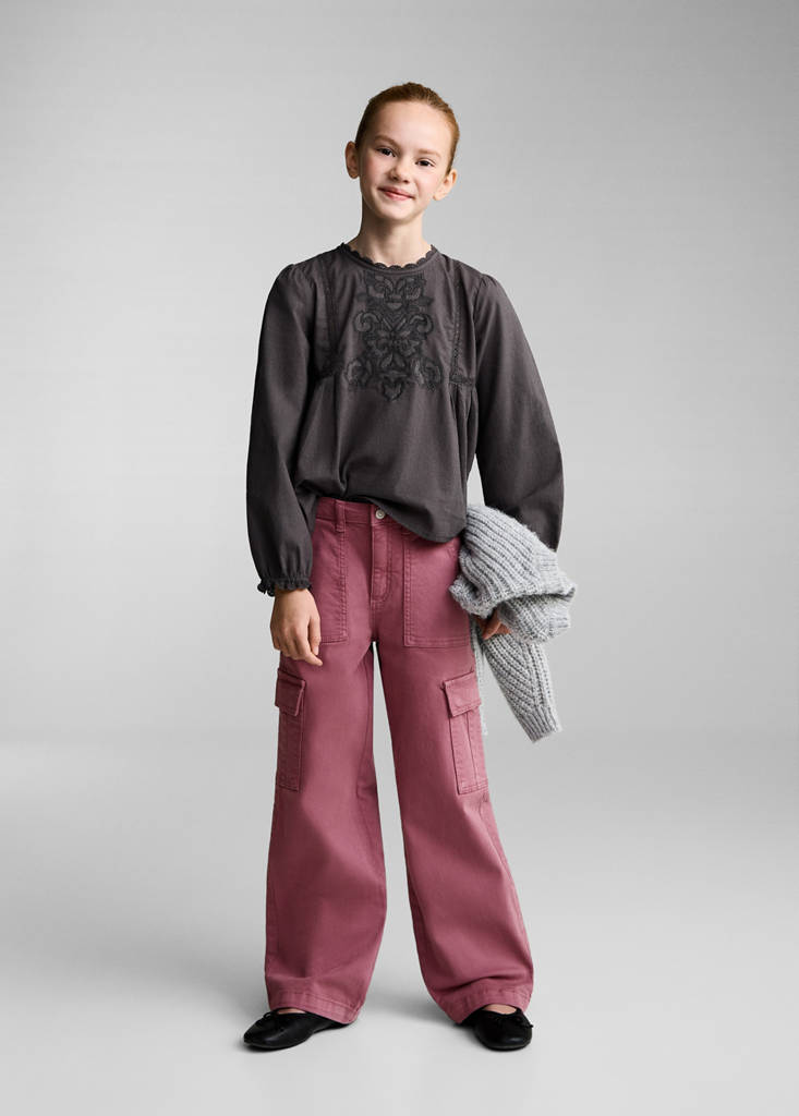 MANGO KIDS - Jean cargo grenat - 6 - Fille