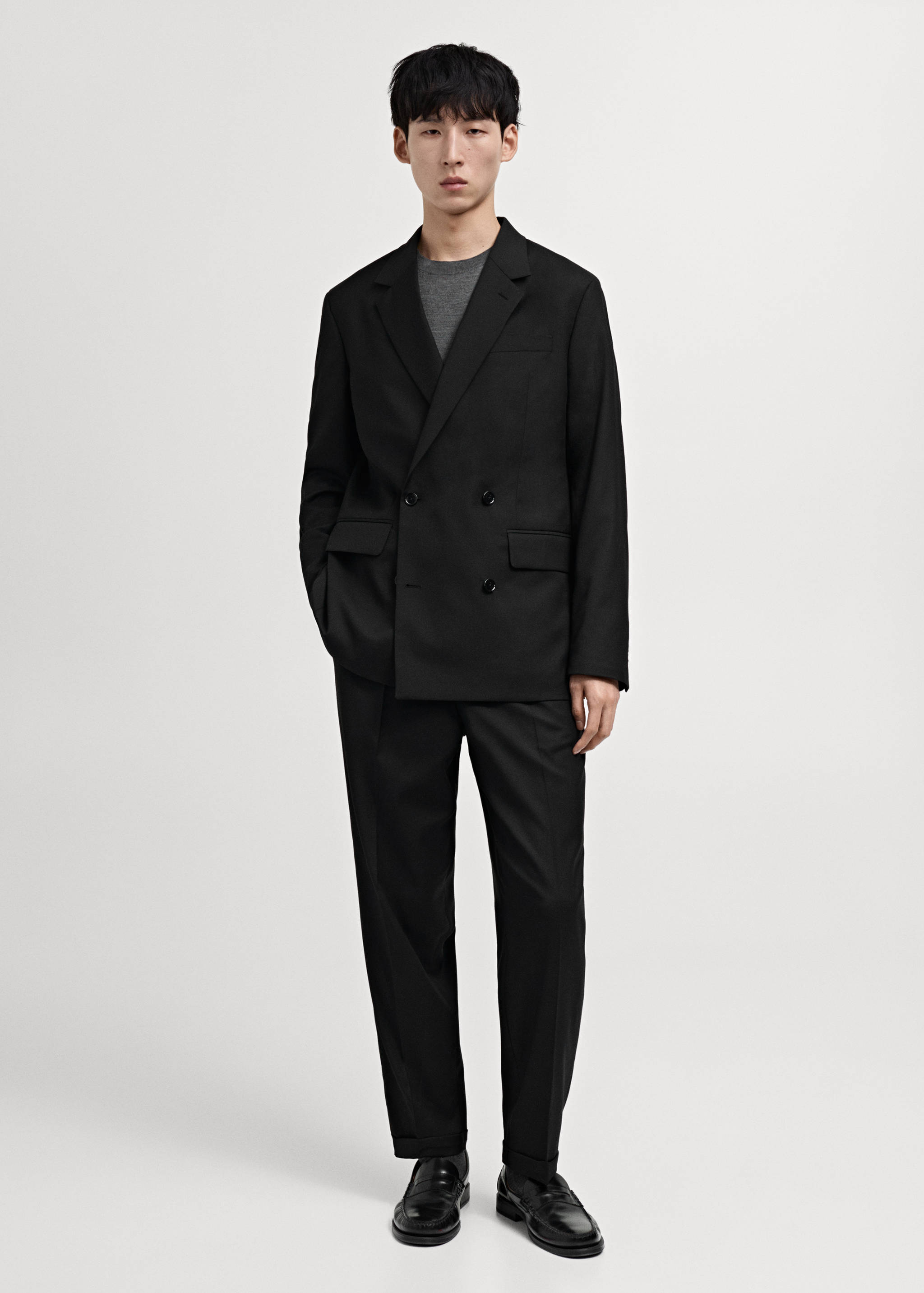 Boston regular-fit double-breasted suit jacket - General plane