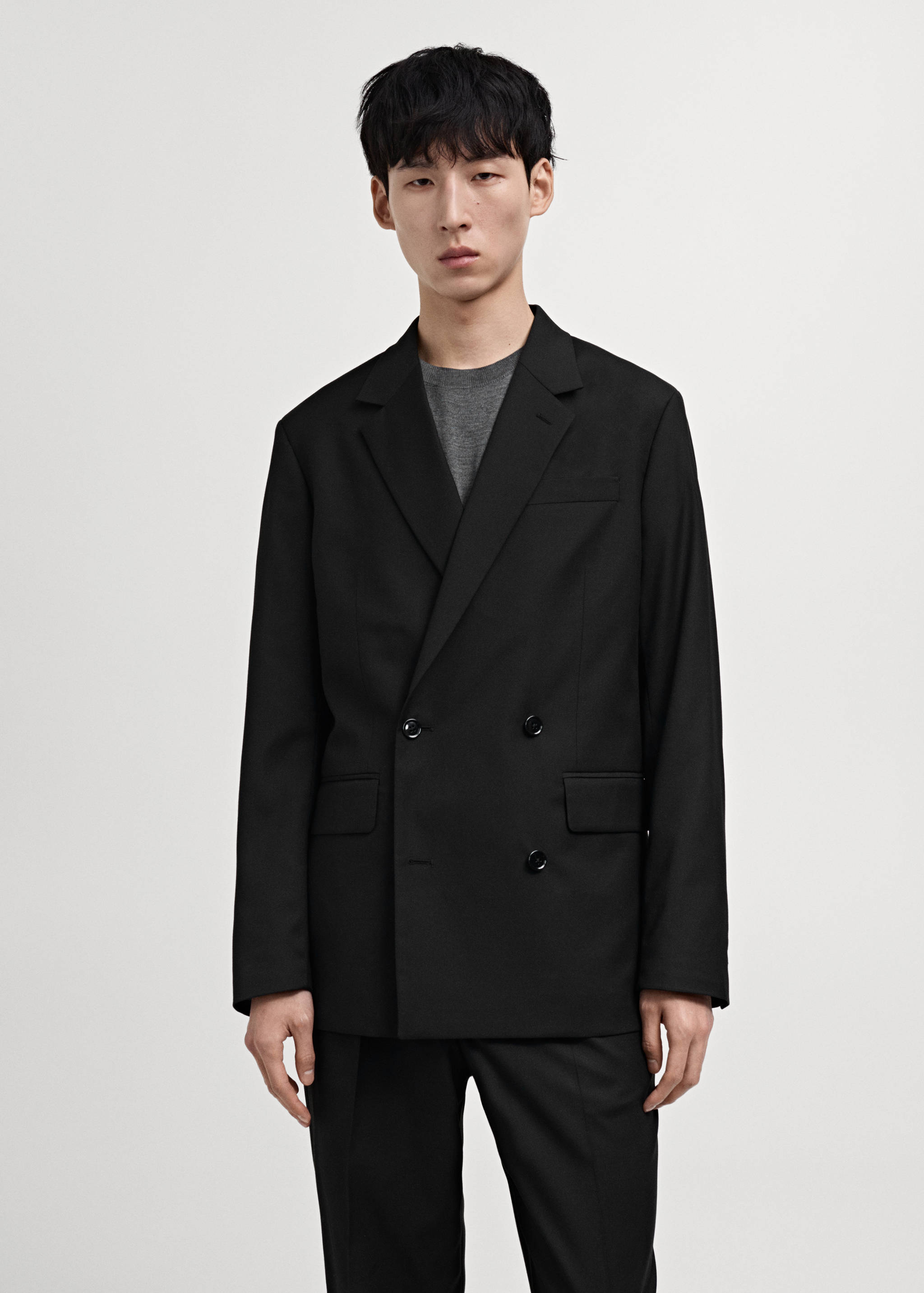 Boston regular-fit double-breasted suit jacket - Medium plane