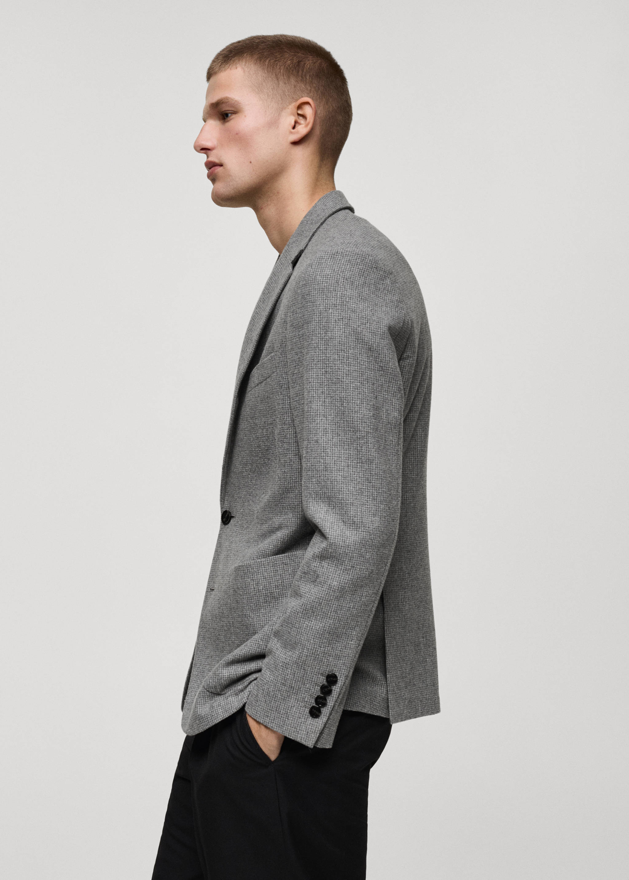 Slim-fit micro-houndstooth wool jacket - Details of the article 2