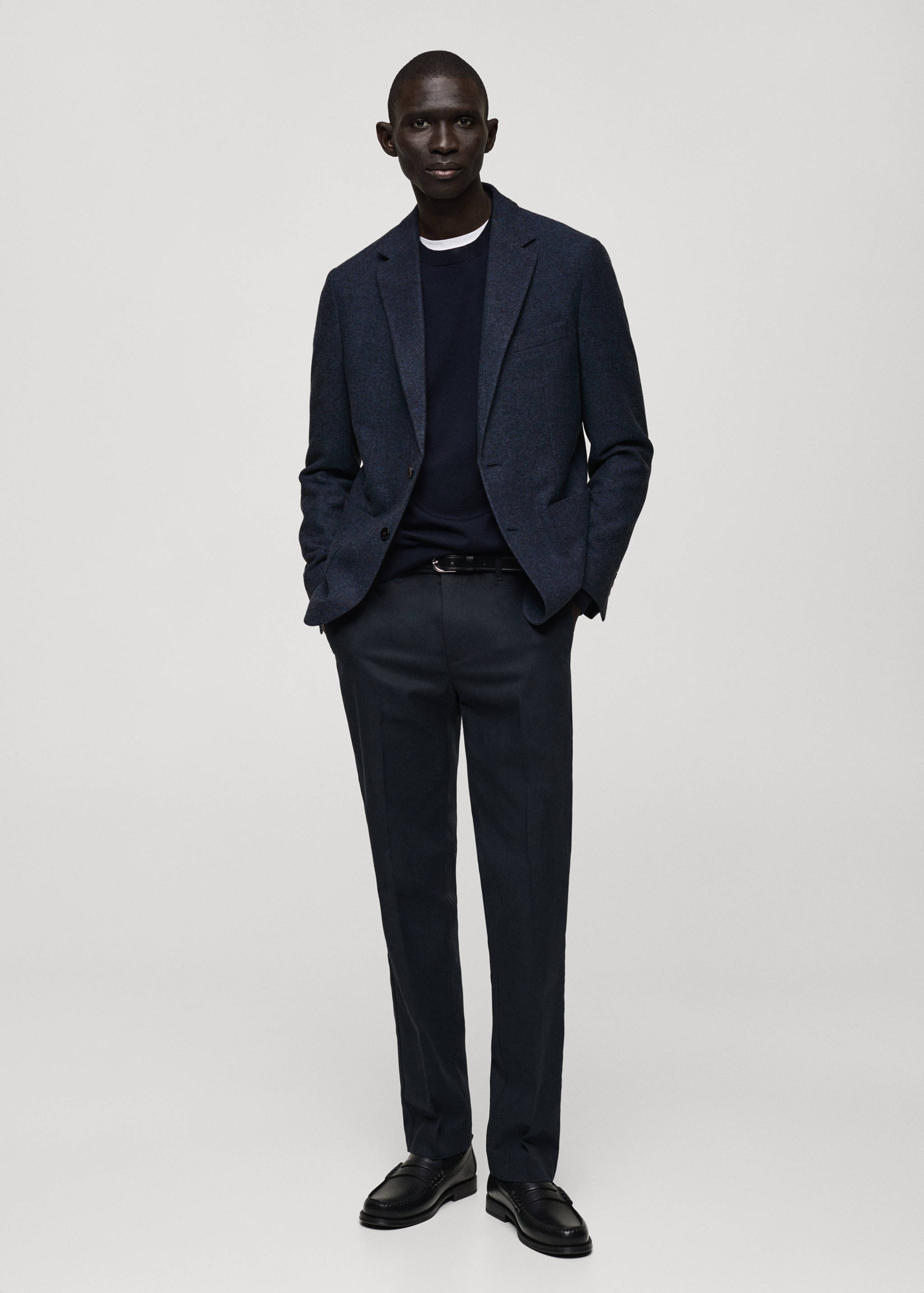 Slim fit wool blend blazer - General plane