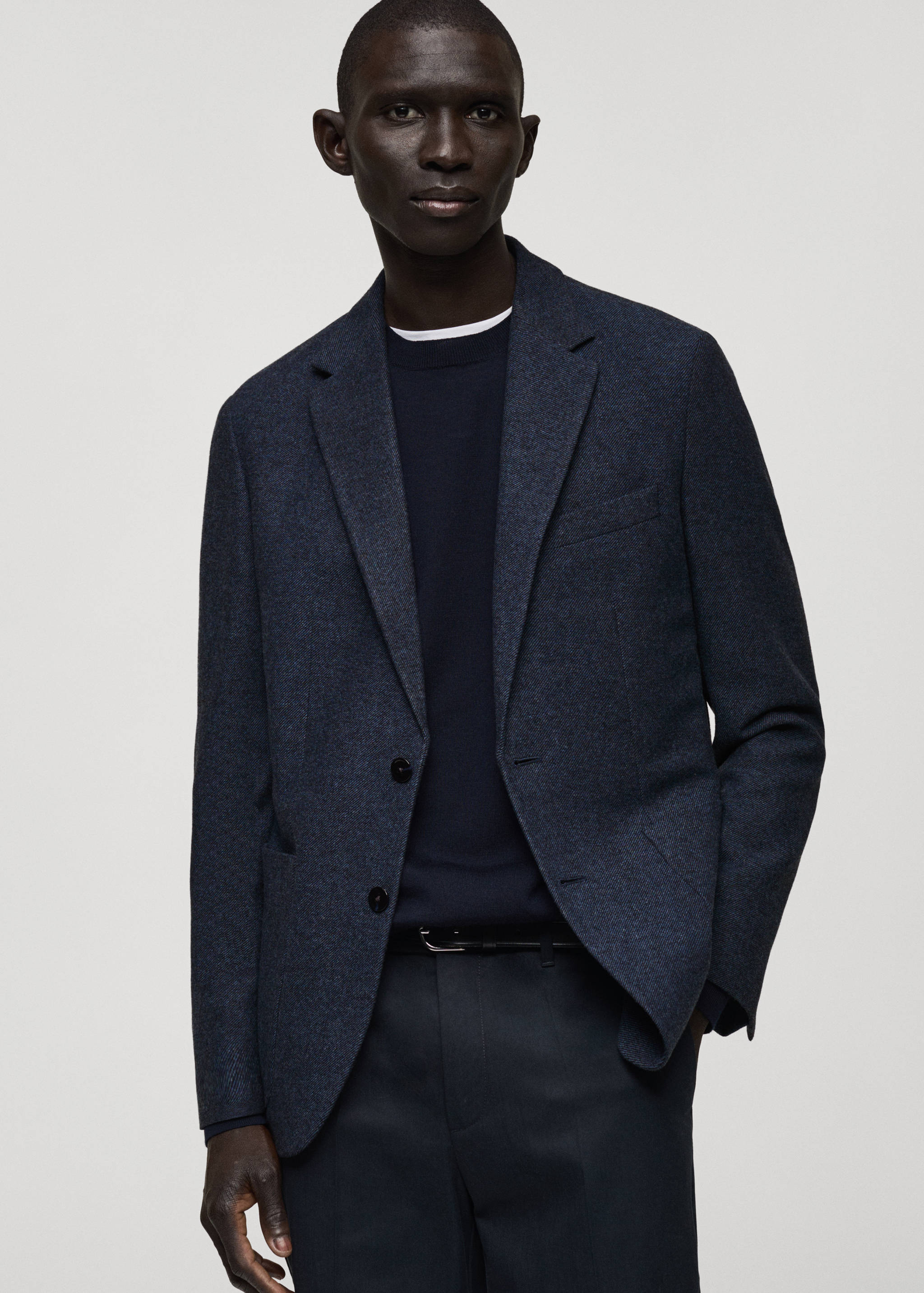 Slim fit wool blend blazer - Medium plane