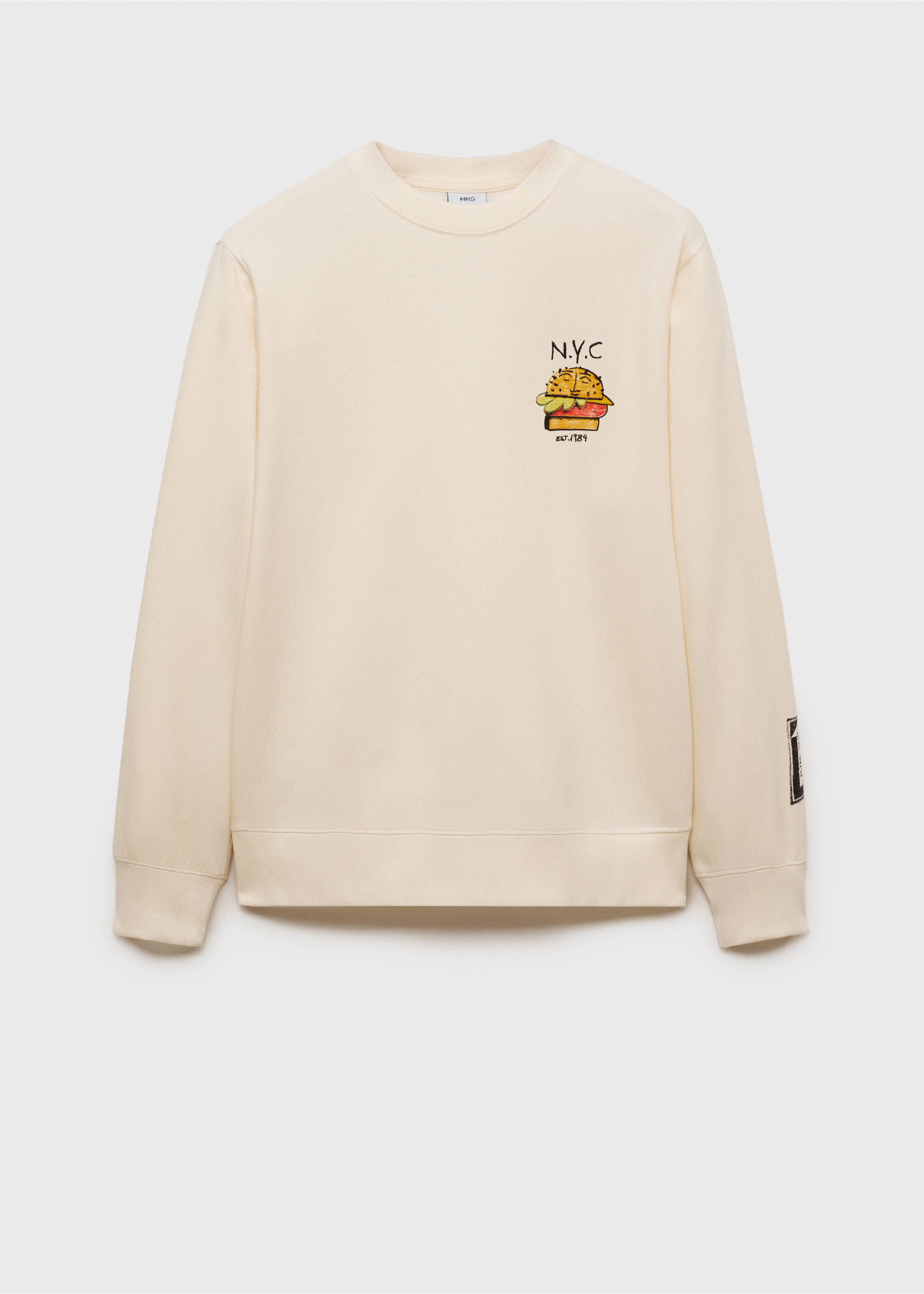 Grafik desenli pamuklu sweatshirt - Modelsiz ürün, Ekrü. Ref: 87030638-00.