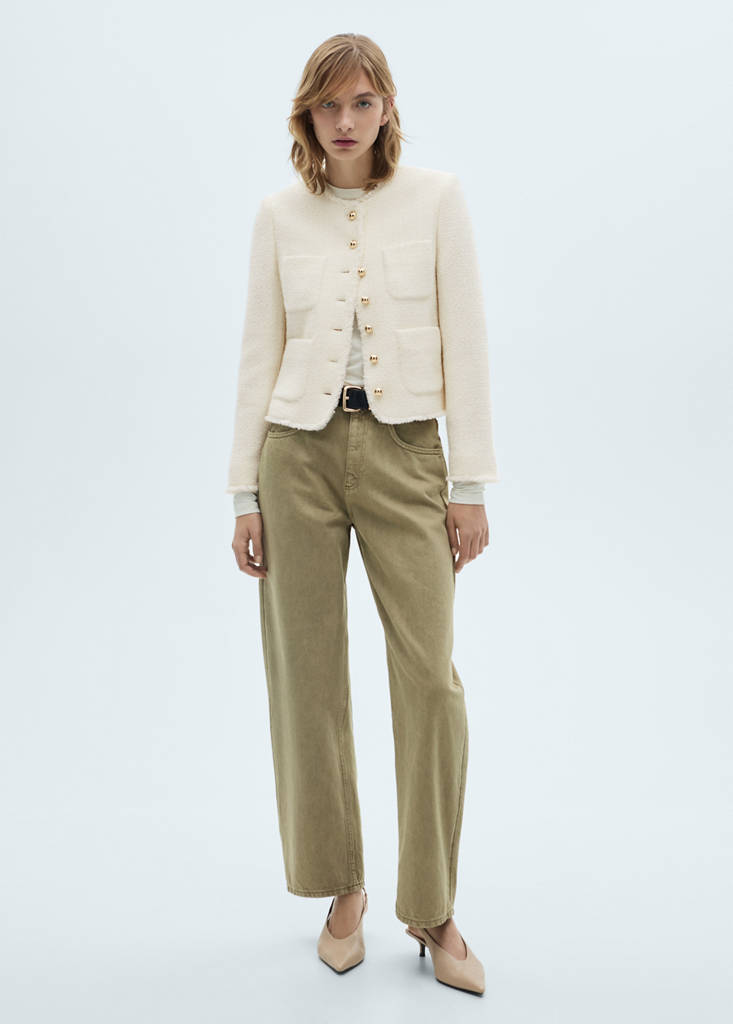 Tweed jacket with jewel buttons — Ecru