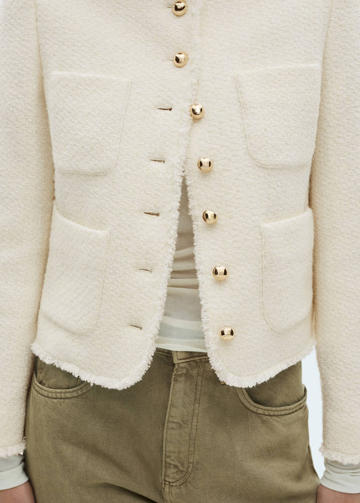 Tweed jacket with jewel buttons — Ecru