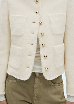 Tweed jacket with jewel buttons — Ecru 6