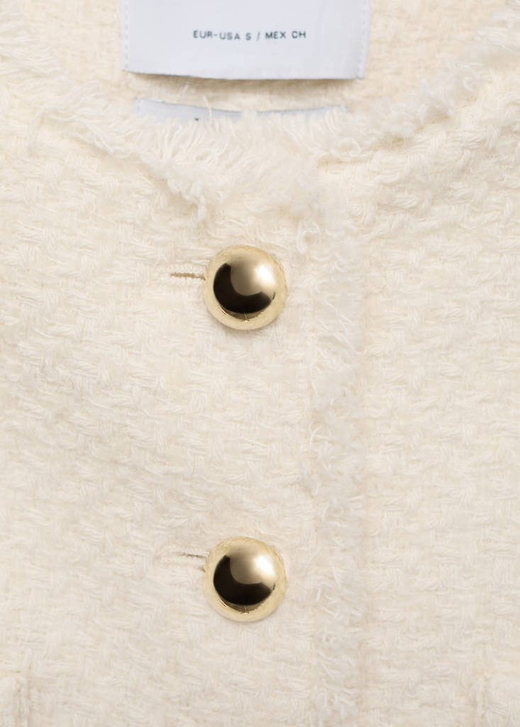 Tweed jacket with jewel buttons — Ecru