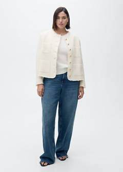 Tweed jacket with jewel buttons — Ecru 7