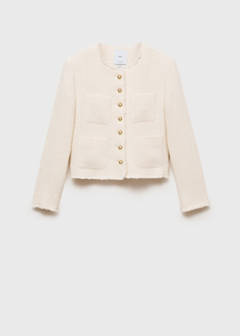 Tweed jacket with jewel buttons — Ecru 10
