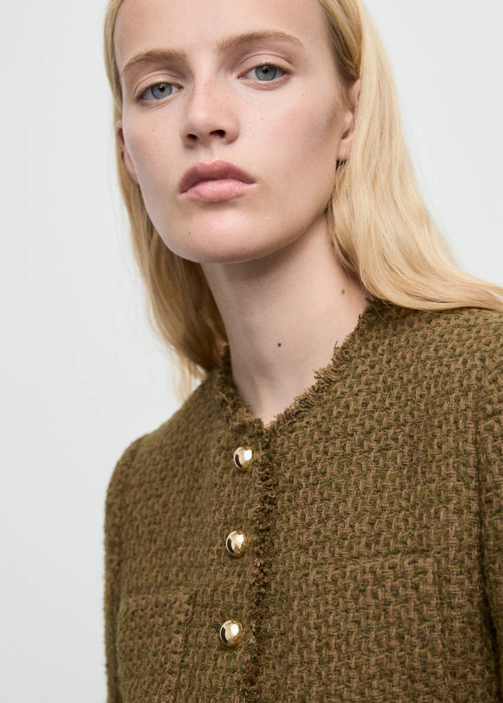 Tweed jacket with jewel buttons — Khaki