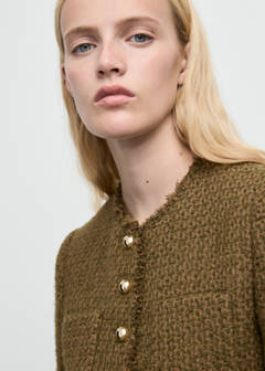 Tweed jacket with jewel buttons — Khaki 4
