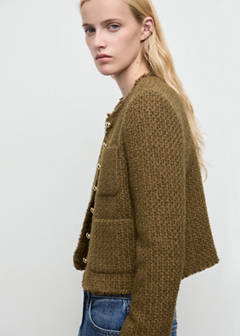 Tweed jacket with jewel buttons — Khaki 5