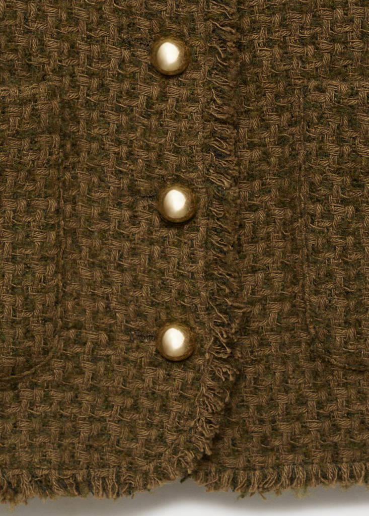 Tweed jacket with jewel buttons — Khaki
