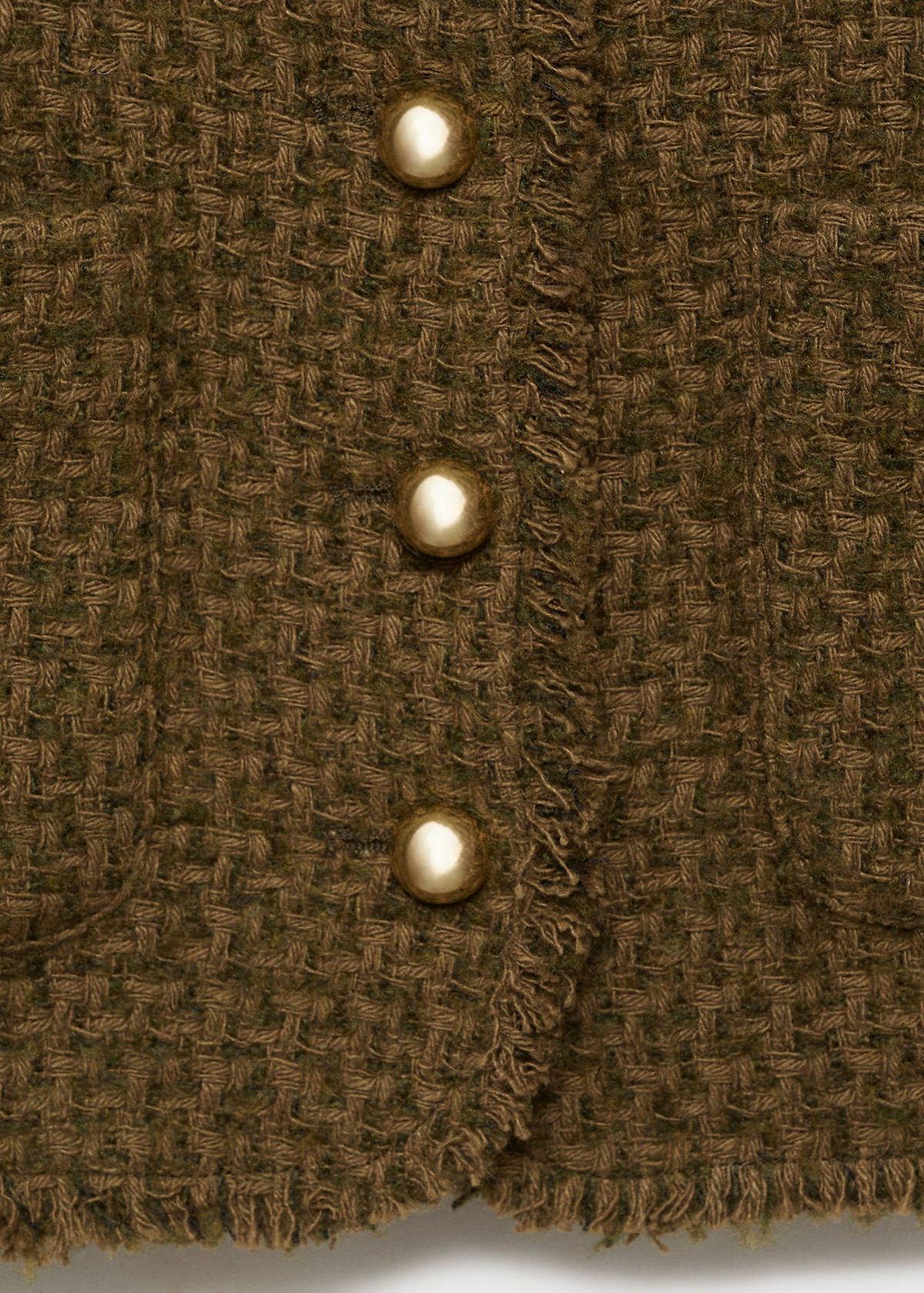 Tweed jacket with jewel buttons — Khaki